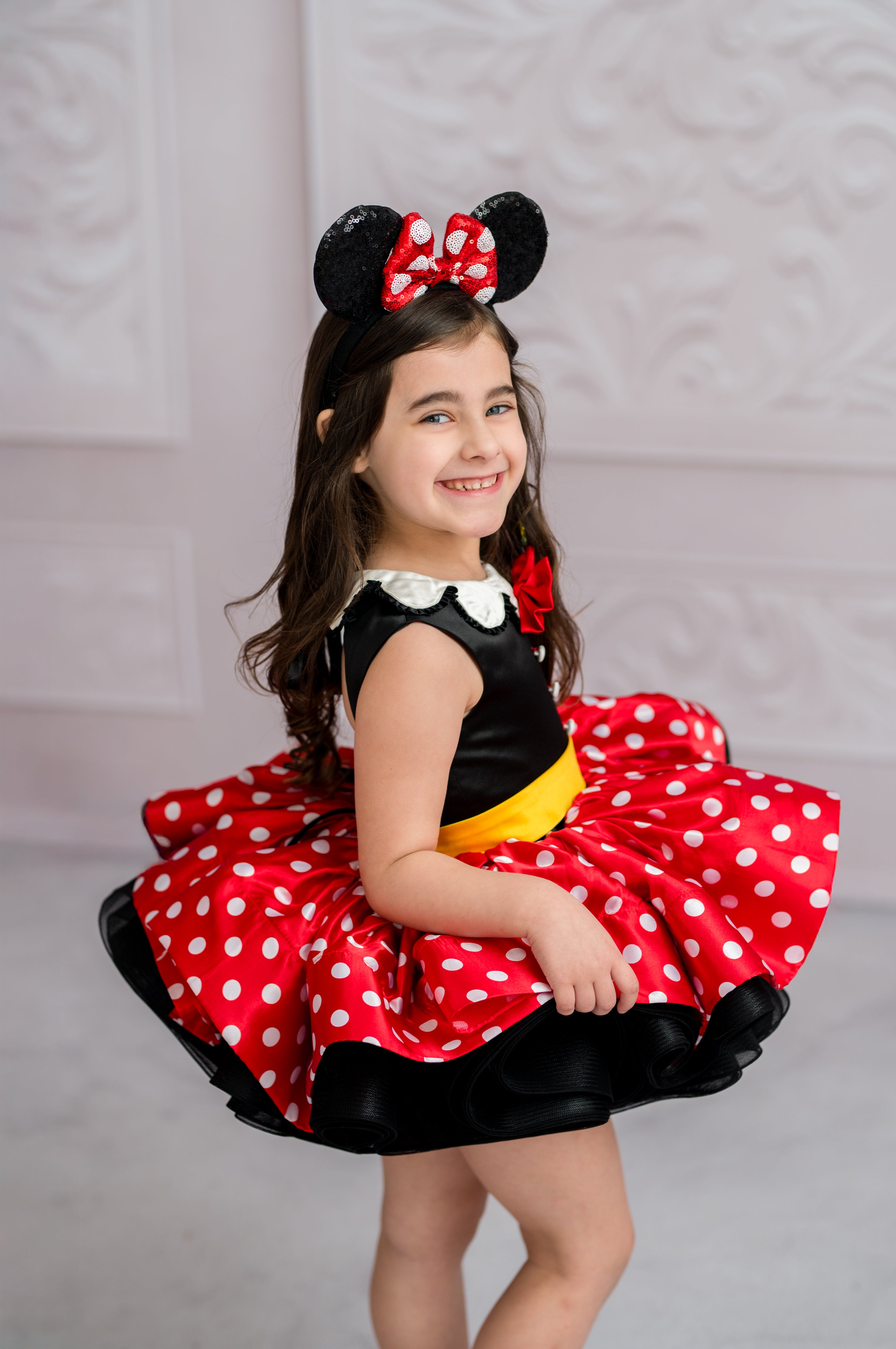 Miss Mouse Polka Dot Dress - Petal Length Gown and Detachable Jacket for Toddler Girls (3-4 Years) | Minnie-Inspired Birthday & Vacation Dress