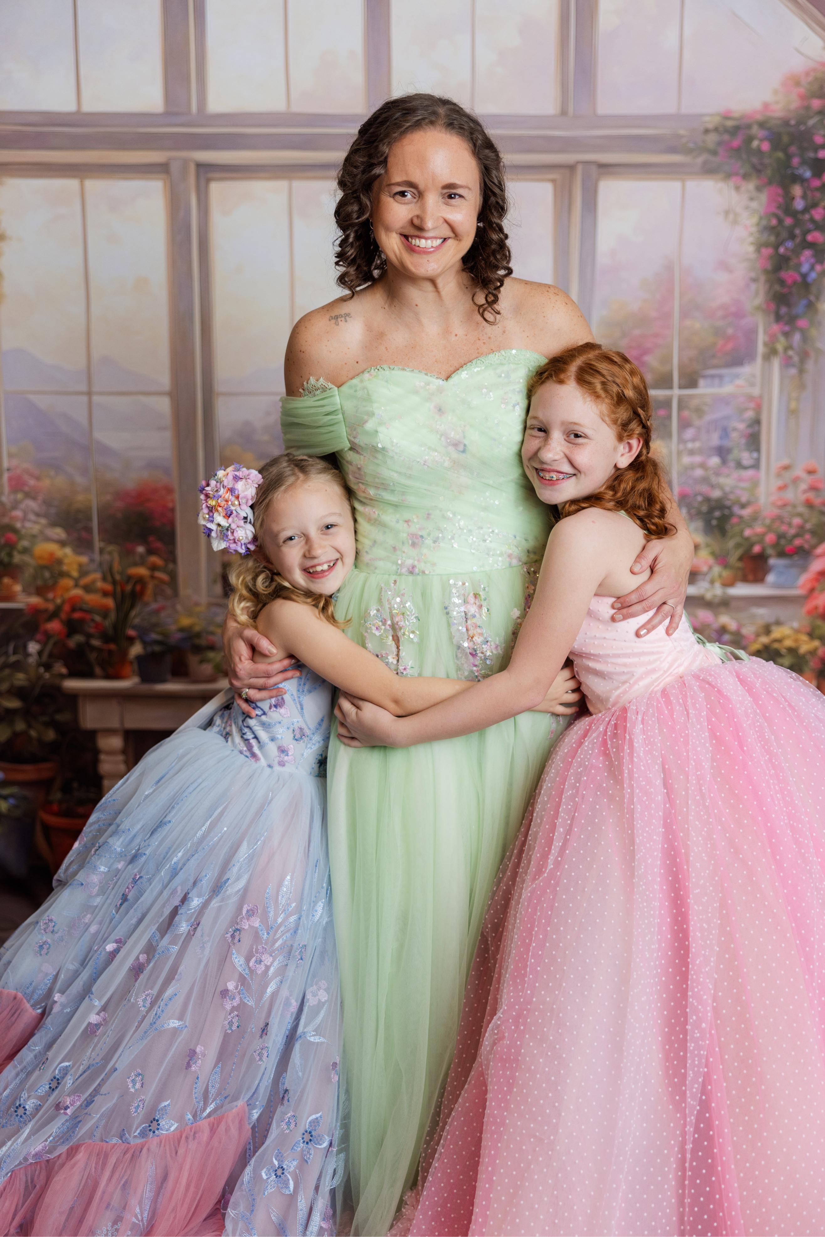 "Swish Dot" Couture Pastel  Floor length gown  ( 8 Year - Petite 11 Year)