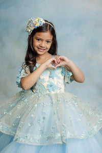 "Textured peplum detail of the Trésor Caché gown styled for a princess look"

