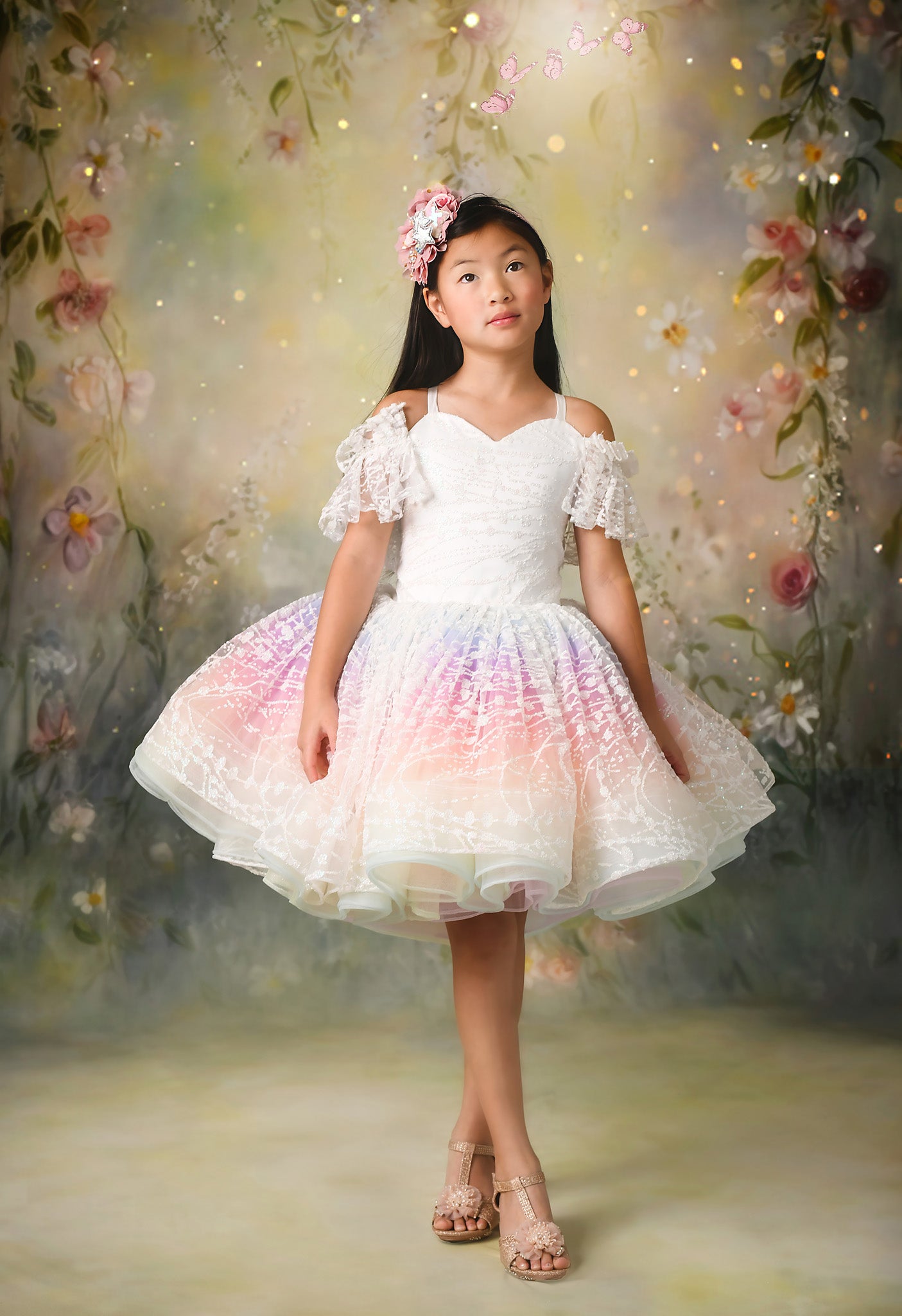 Rental gowns:  Rental dress Rainbow glitter dress for girls. Girls dresses for photography sessions. 