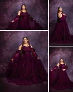 Woman wearing a beautiful maternity gown
