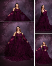 Woman wearing a beautiful maternity gown
