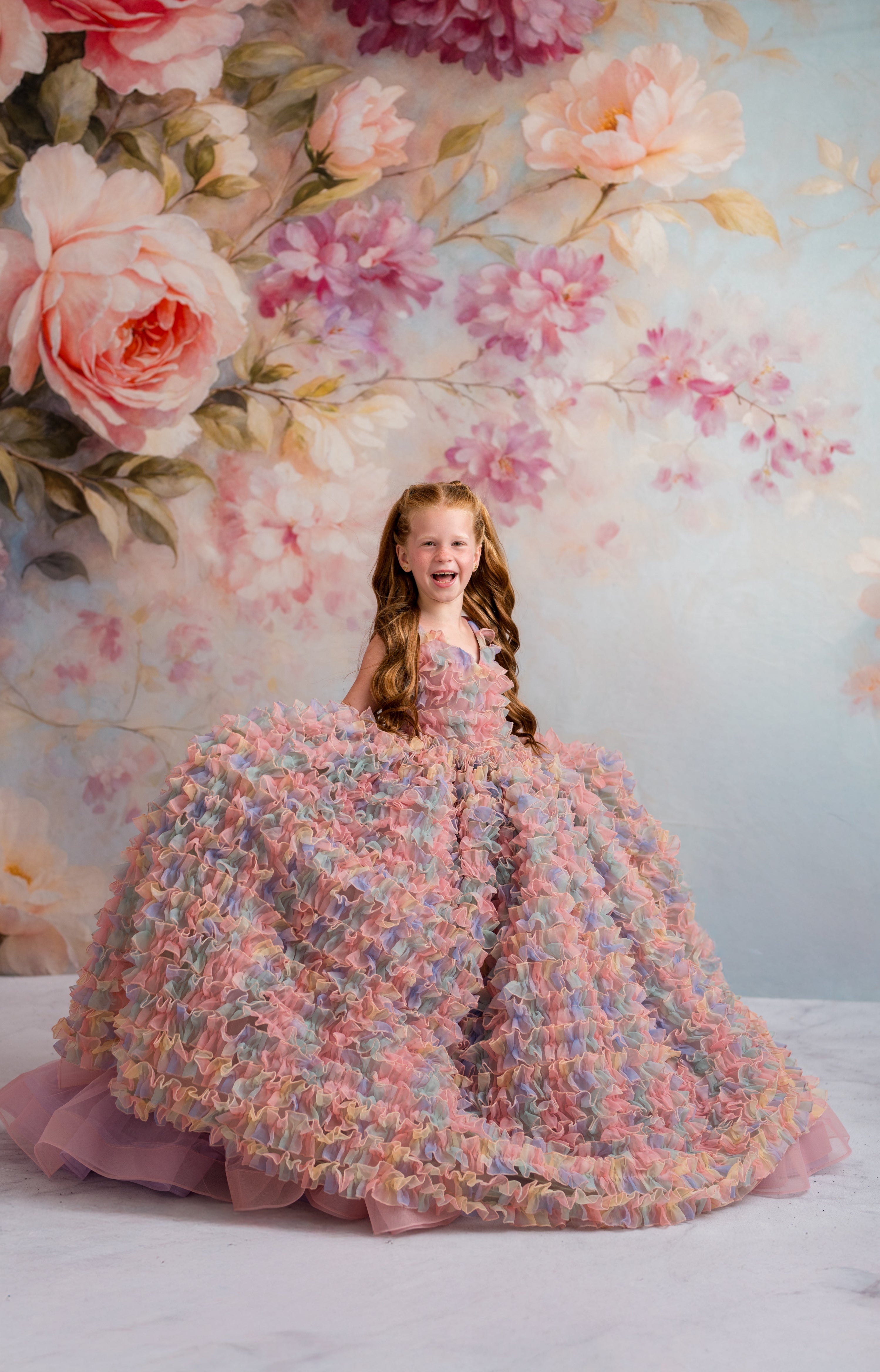 LolliLuxe Convertible Gown – Floor-Length Ruffle Dress with Detachable Bodice & Bow | Girls (7Year–Petite 8 Year)