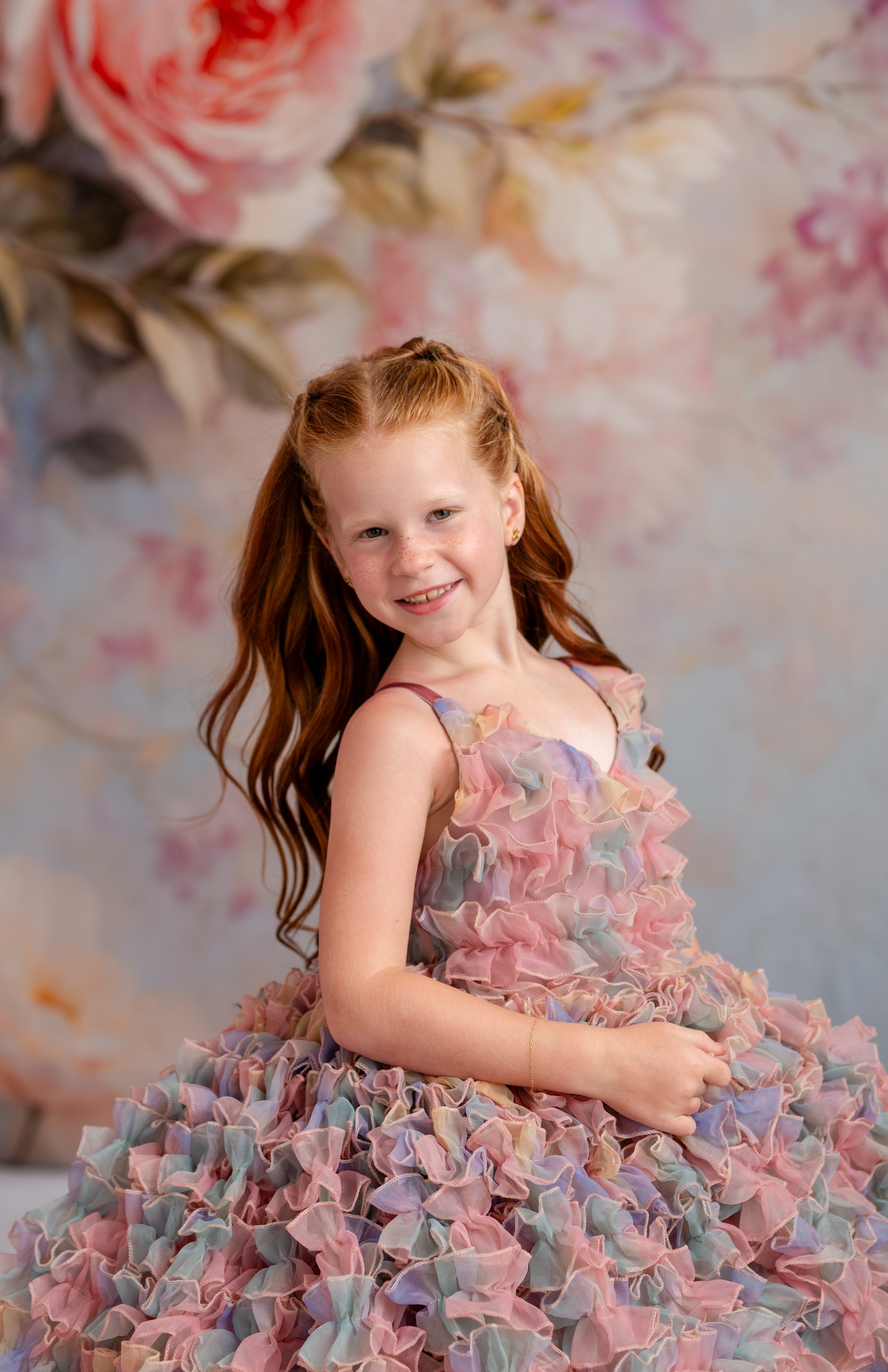 LolliLuxe Convertible Gown – Floor-Length Ruffle Dress with Detachable Bodice & Bow | Girls (7Year–Petite 8 Year)