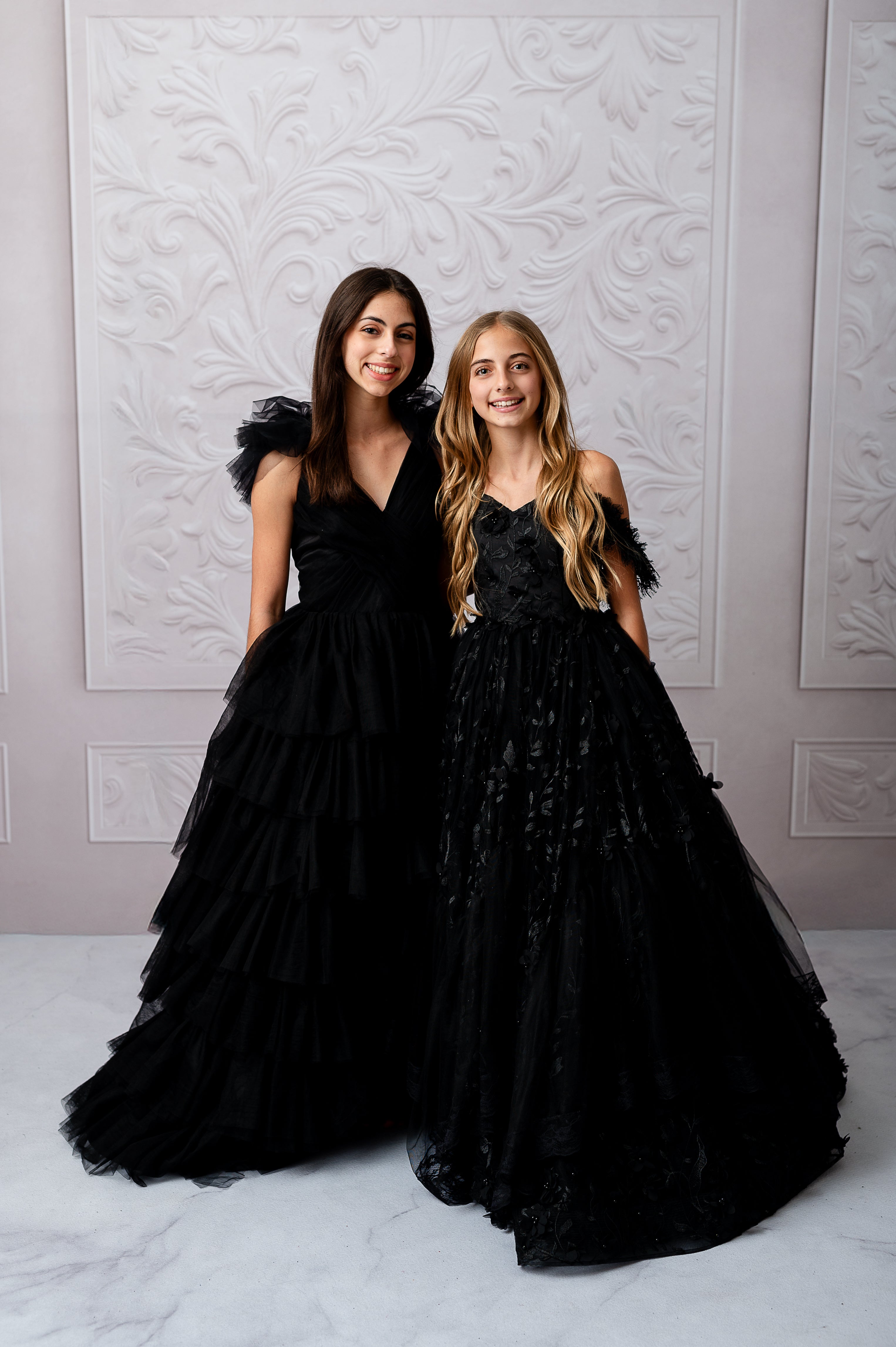 "Noir Reverie" Couture Floor-Length Gown in Black (Fits Ages 10 - Petite 14)