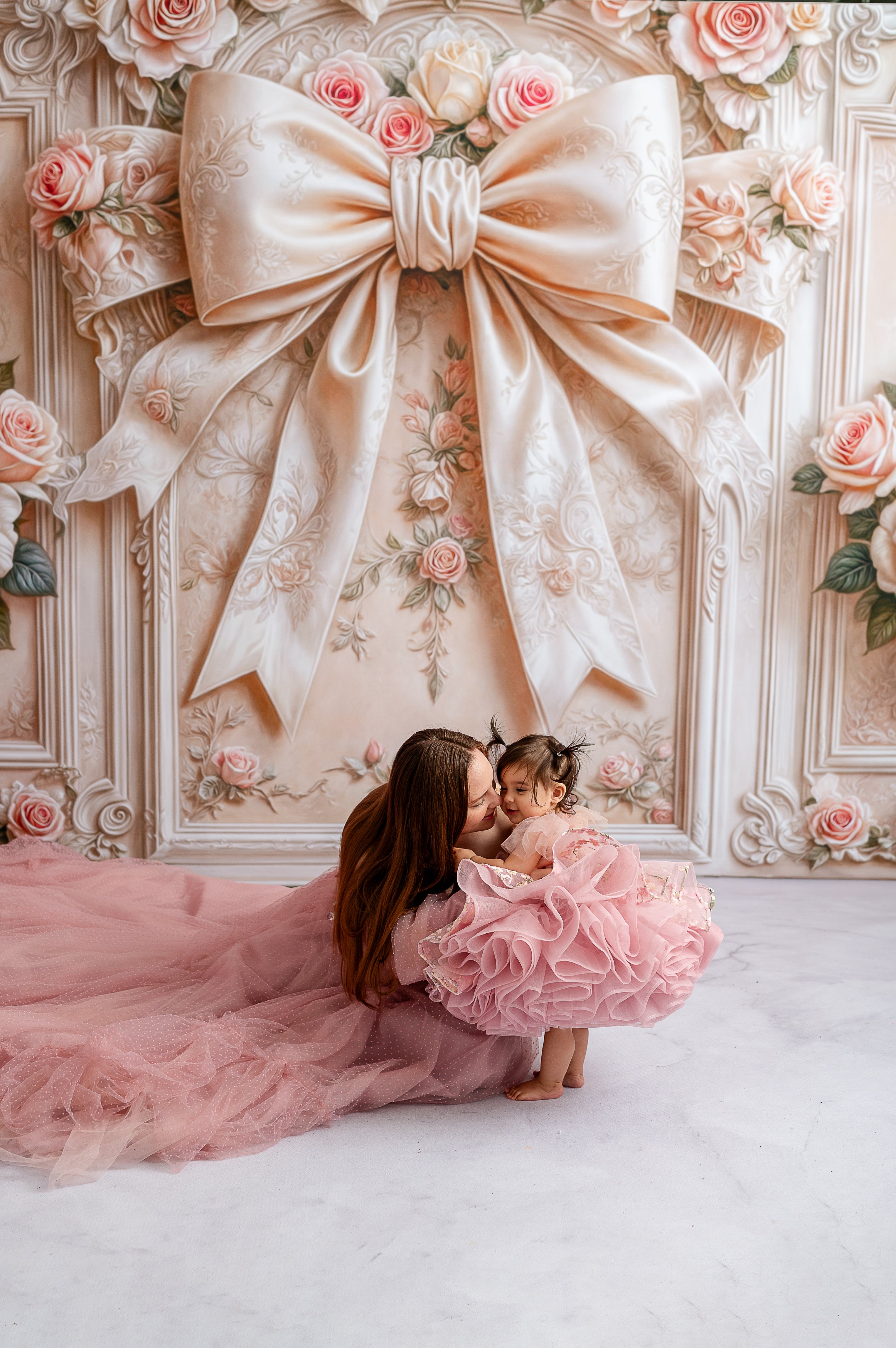 Dreamy pink tulle dresses for a styled mommy and me shoot
