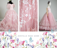 HOLD FOR JEN RETIRED RENTAL  euc "Dentelle Rose" -   Floor length + Cuffs  Teen /Adult  ( 14 Year - Petite 18+ Year)
