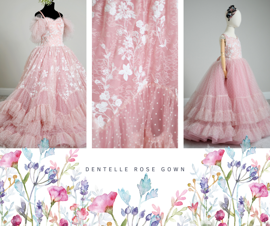 "Dentelle Rose" -   Floor length gown  ( 5 Year - Petite 7)