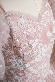 "Dentelle Rose" Floor-Length Dress | Editorial Couture Gown for Special Occasions