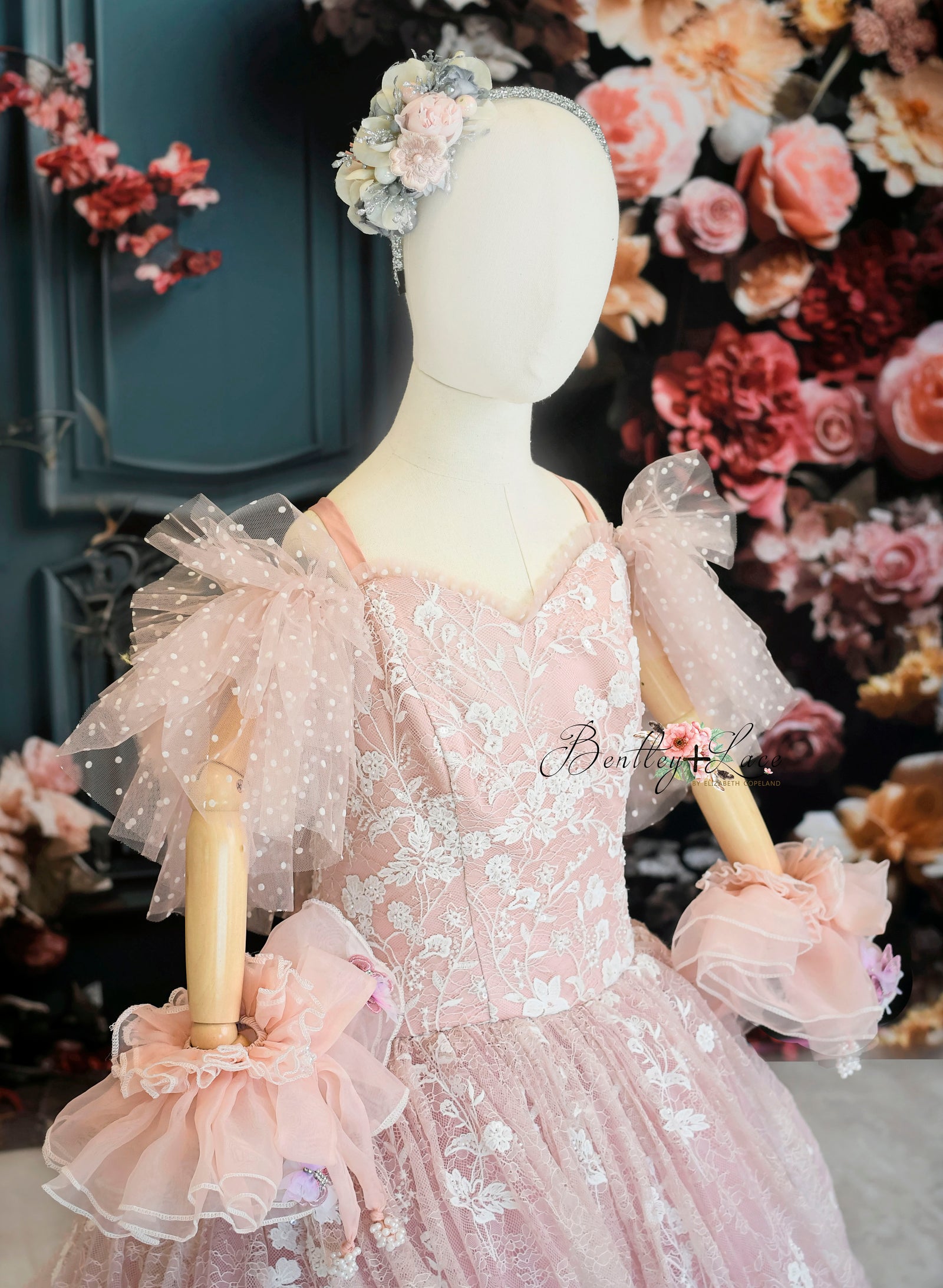 "Dentelle Rose" Floor-Length Dress | Editorial Couture Gown for Special Occasions
