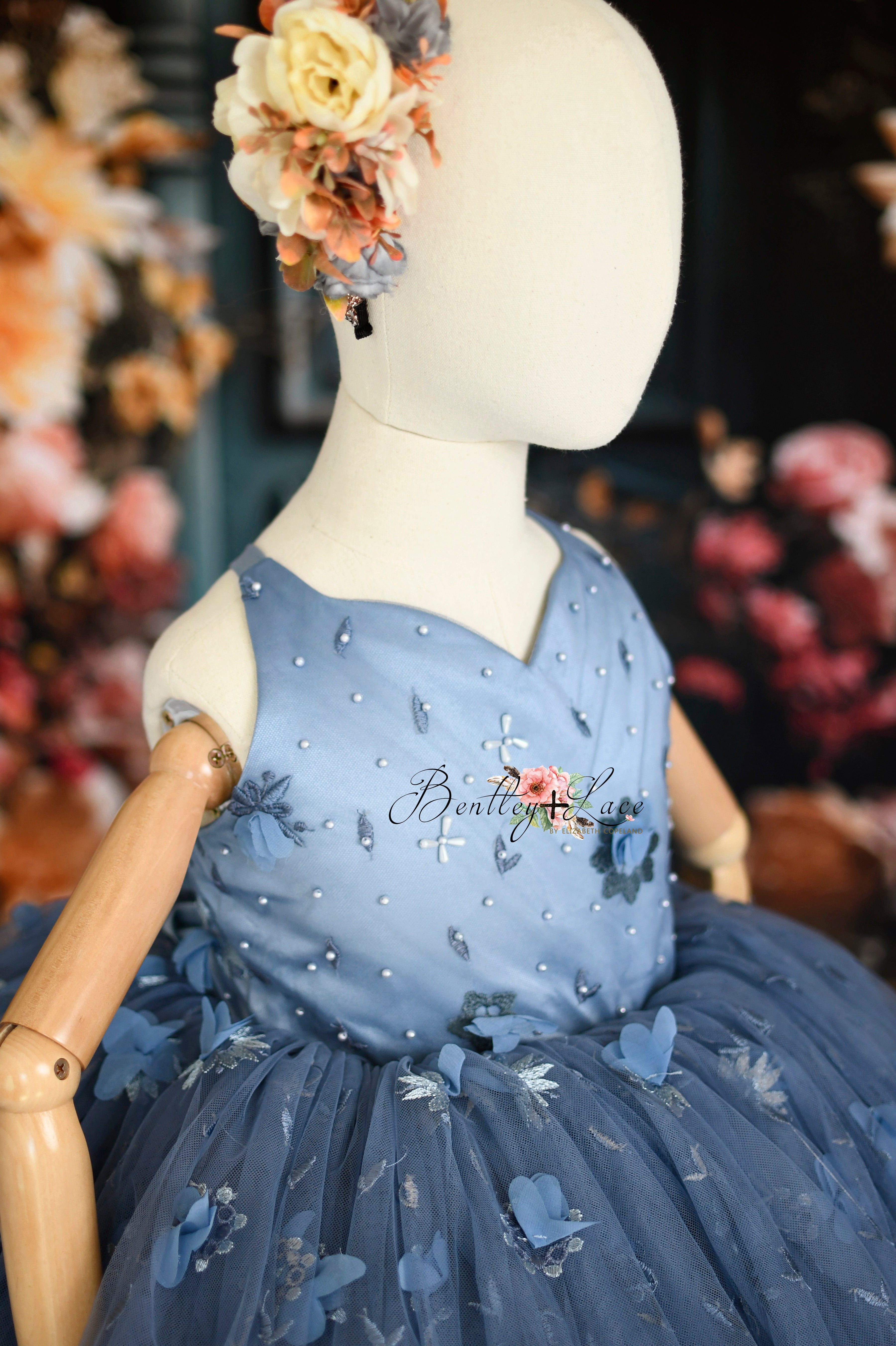 NEW. Charlee - blue-Petal Length Gown ( 4 Year - Petite 5 Year) up to 6 year