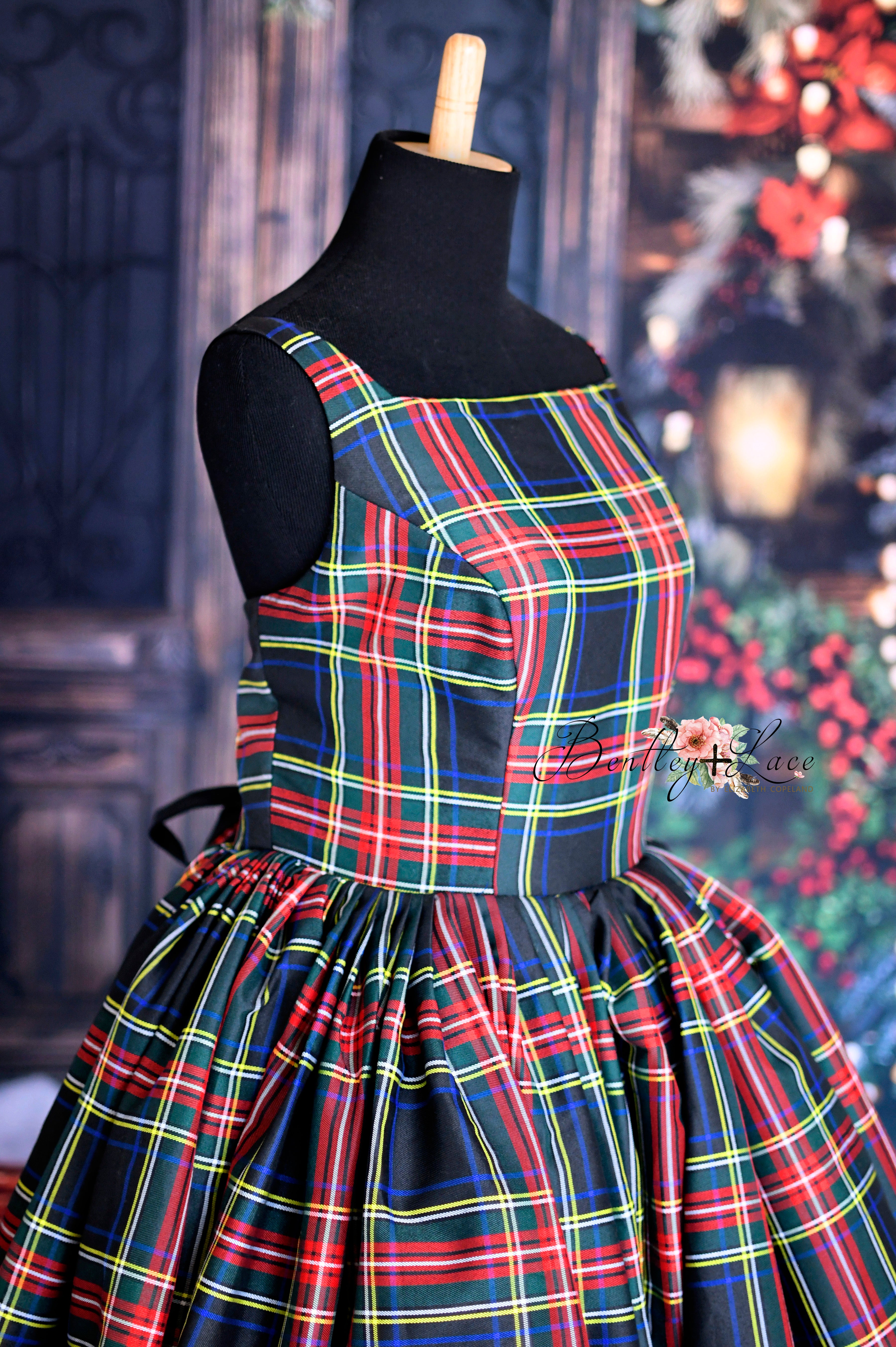 Couture gown rental: "Darling Plaid" Adult Short / Tea Length Dress ( Adult 8-12)