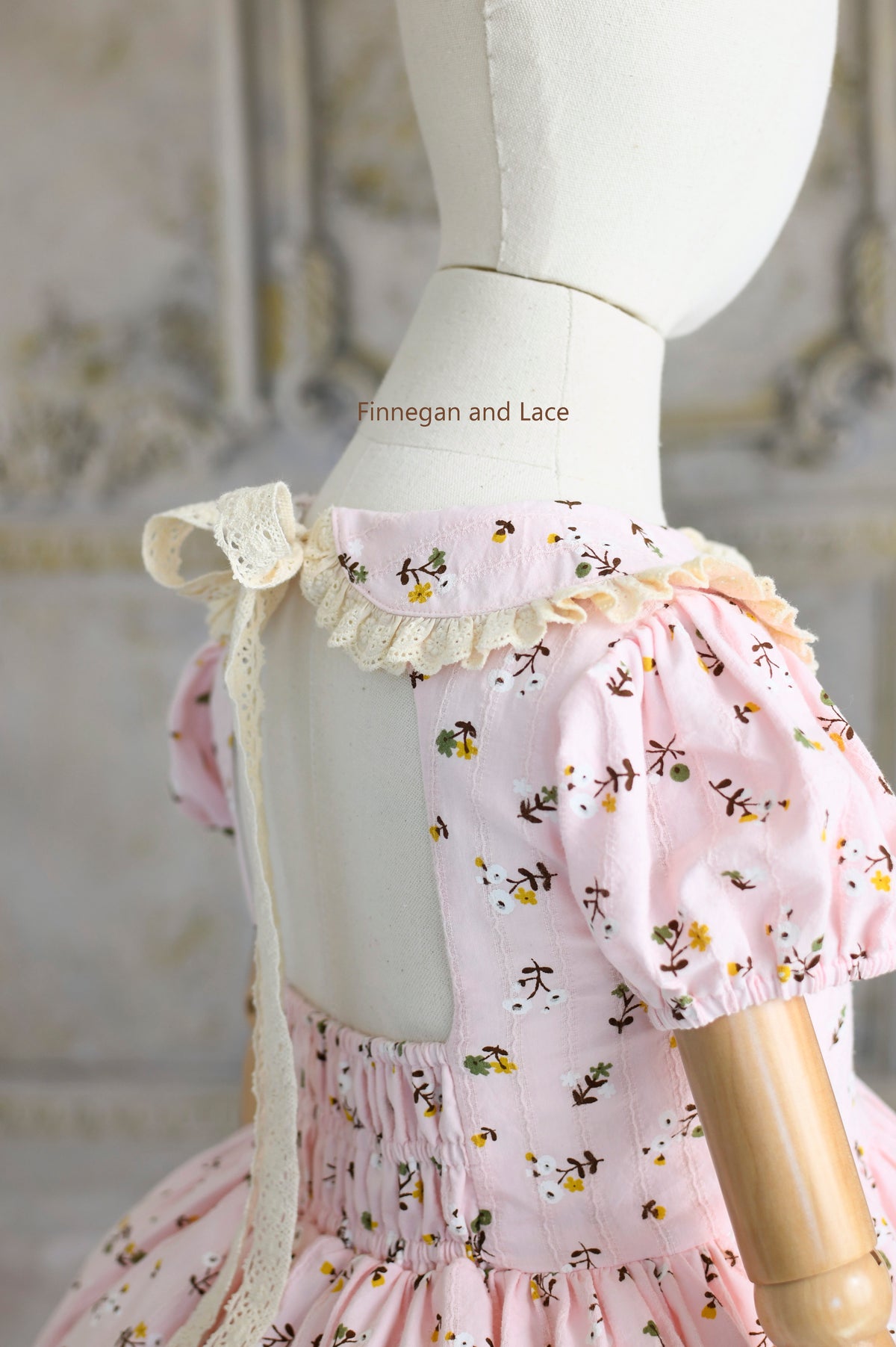 Garden Affair Vintage Inspired Dress -Set includes Dress, Bow, detachable apron