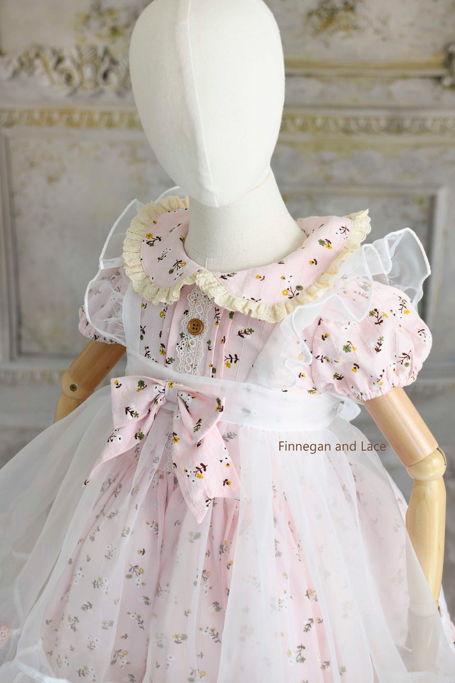 Garden Affair Vintage Inspired Dress -Set includes Dress, Bow, detachable apron