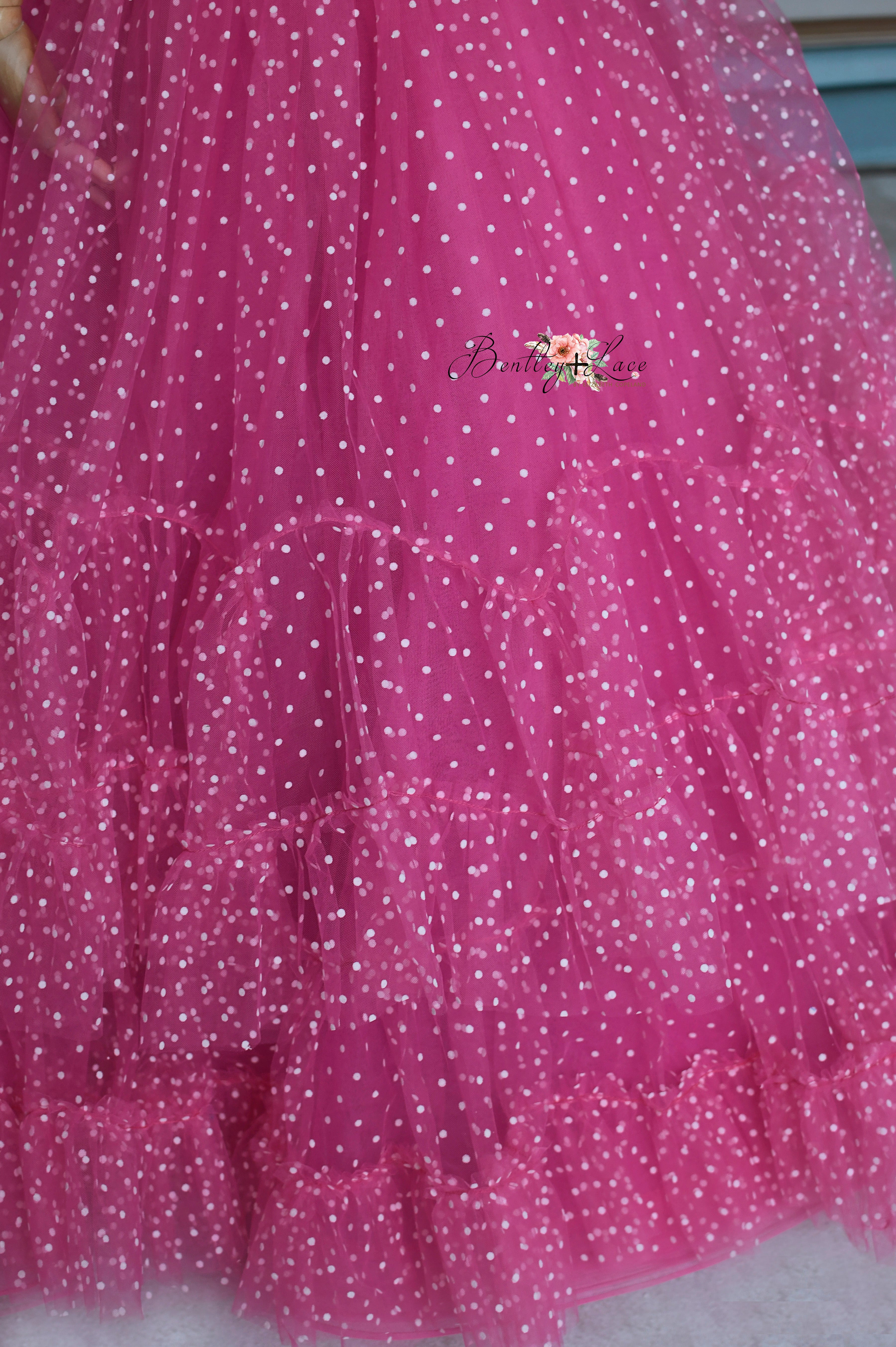 Swish Dots Couture Gown -pink- Floor length dress   (12 Year - 14 Year)