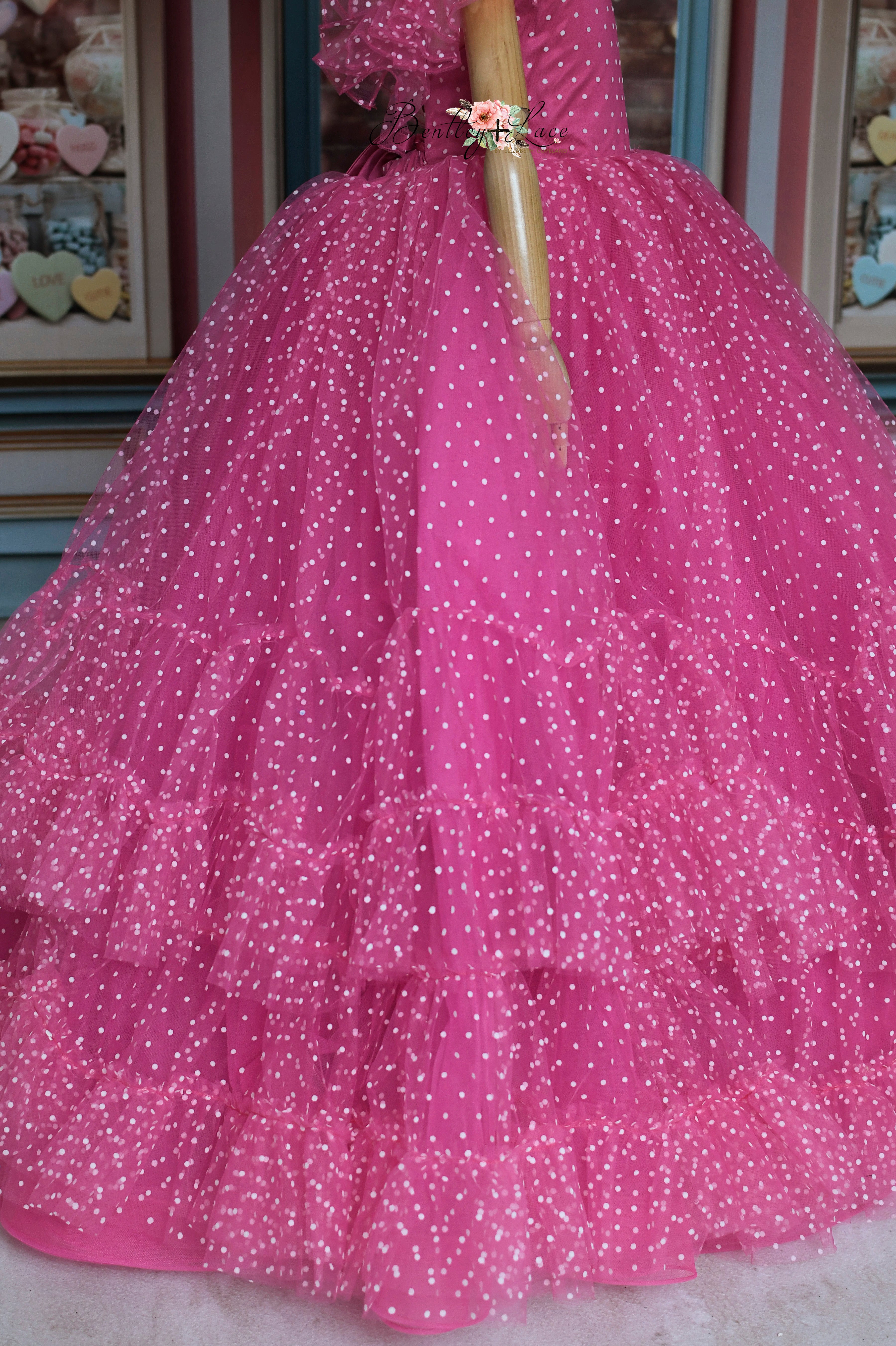 Swish Dots Couture Gown -pink- Floor length dress   (12 Year - 14 Year)