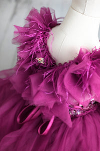 Retired rental euc "Dazzling Merlot" -Toddler Floor Length Gown - (3-5 year)