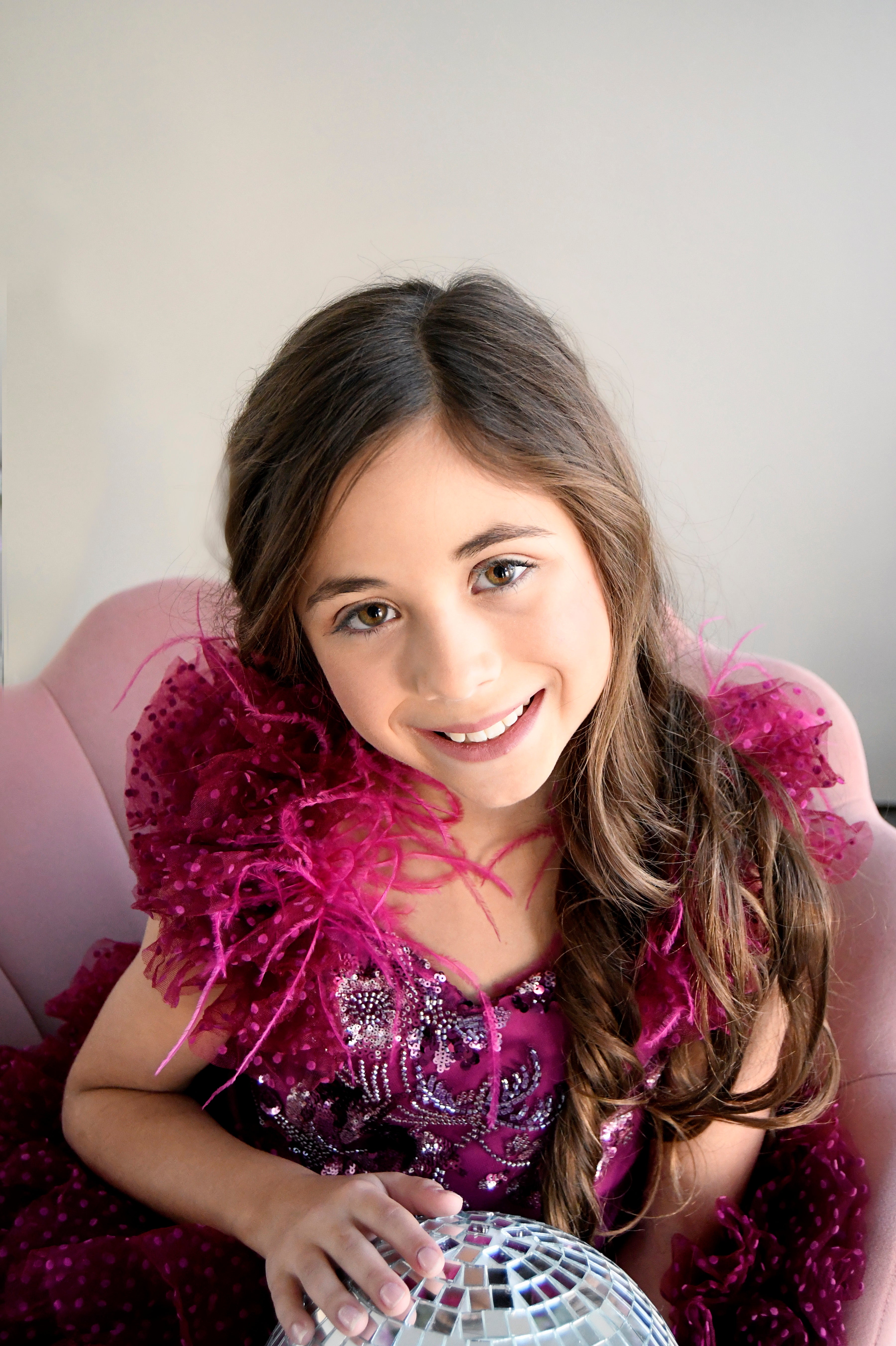 "Radiant Orchid" Petal Length+ Detachable sleeves (6 Year-Petite 7Year)