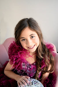 New "Radiant Orchid" Petal Length Dress with Detachable Sleeves | Size 6 Year to Petite 7 Year