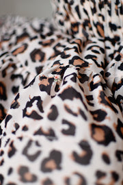 "Wild Whimsy" Leopard Print Petal-Length Dress with Removable Puff Sleeves for Photography & Special Occasions