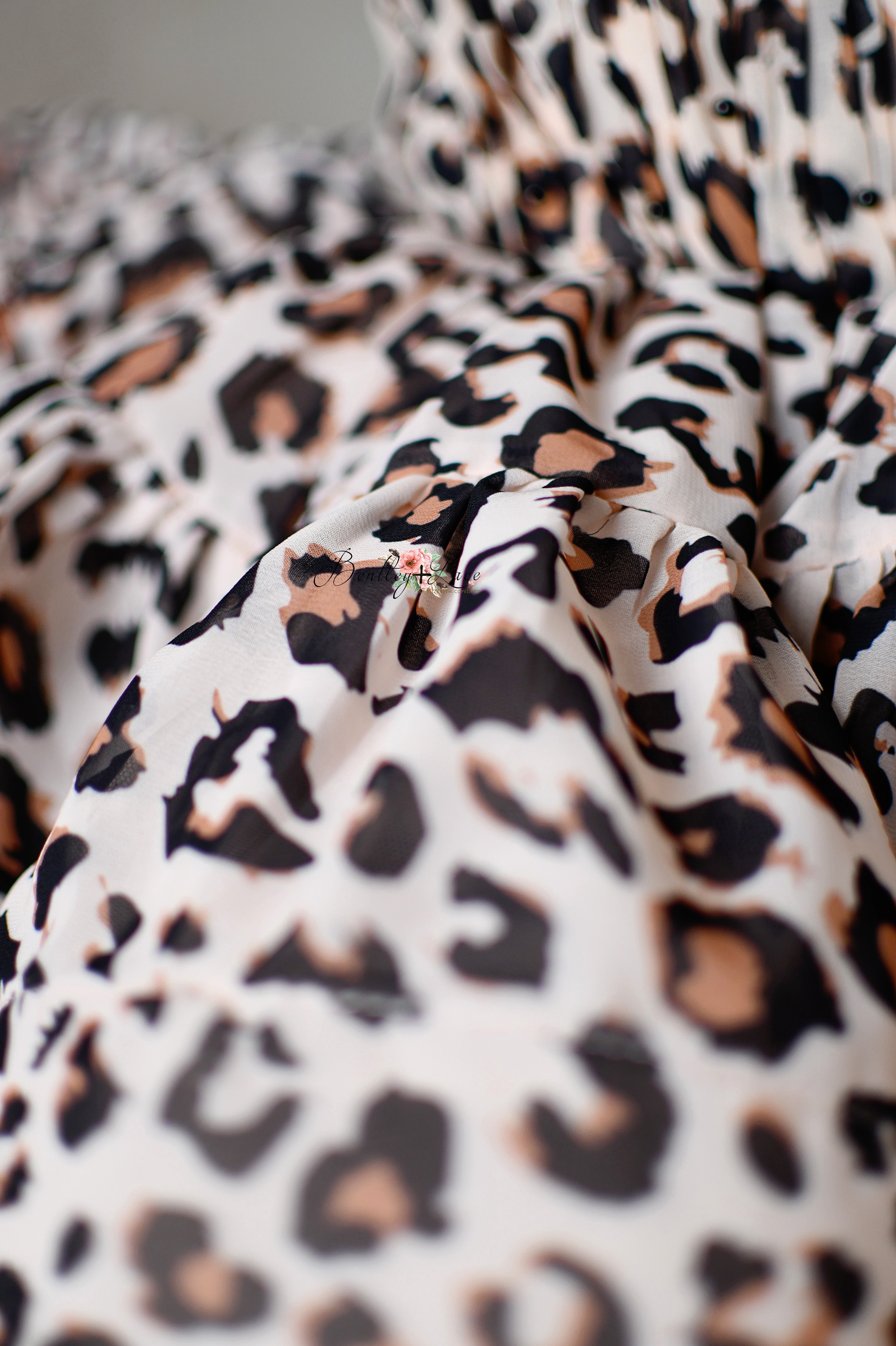 "Wild Whimsy"- Leopard Print Petal-Length Dress with Removable Puff Sleeves (3-4 Years)