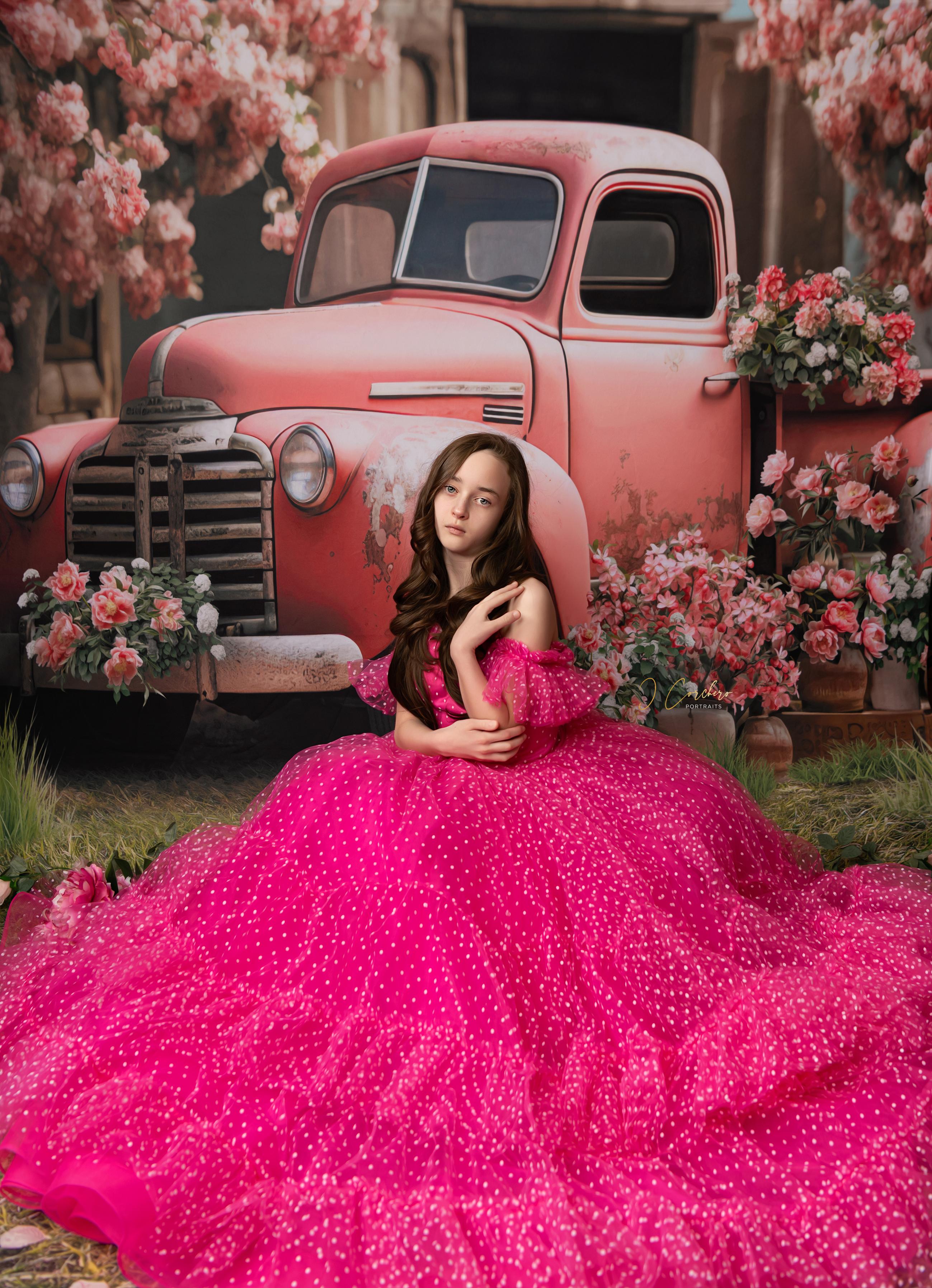 Swish Dots Couture Gown -pink- Floor length dress   (12 Year - 14 Year)