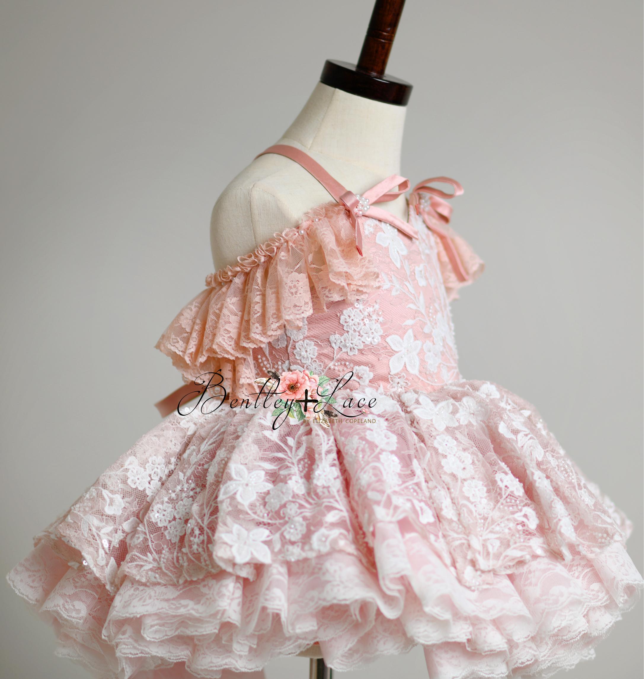 "Dentelle Rose" -   Petal length dress+ Knee length Bloomer shorts  ( 2 Year - Petite 4)