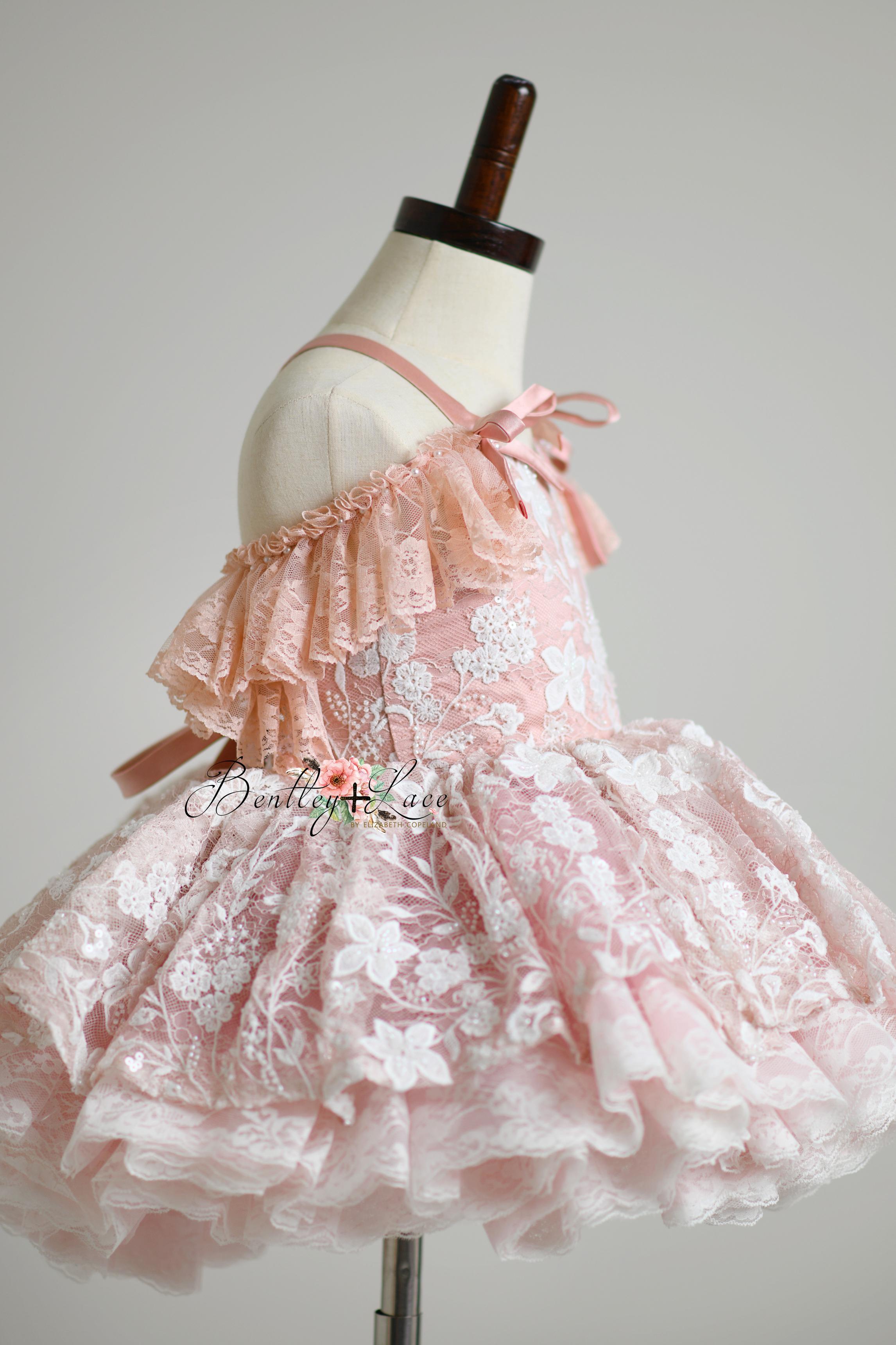 "Dentelle Rose" -   Petal length dress+ Knee length Bloomer shorts  ( 2 Year - Petite 4)