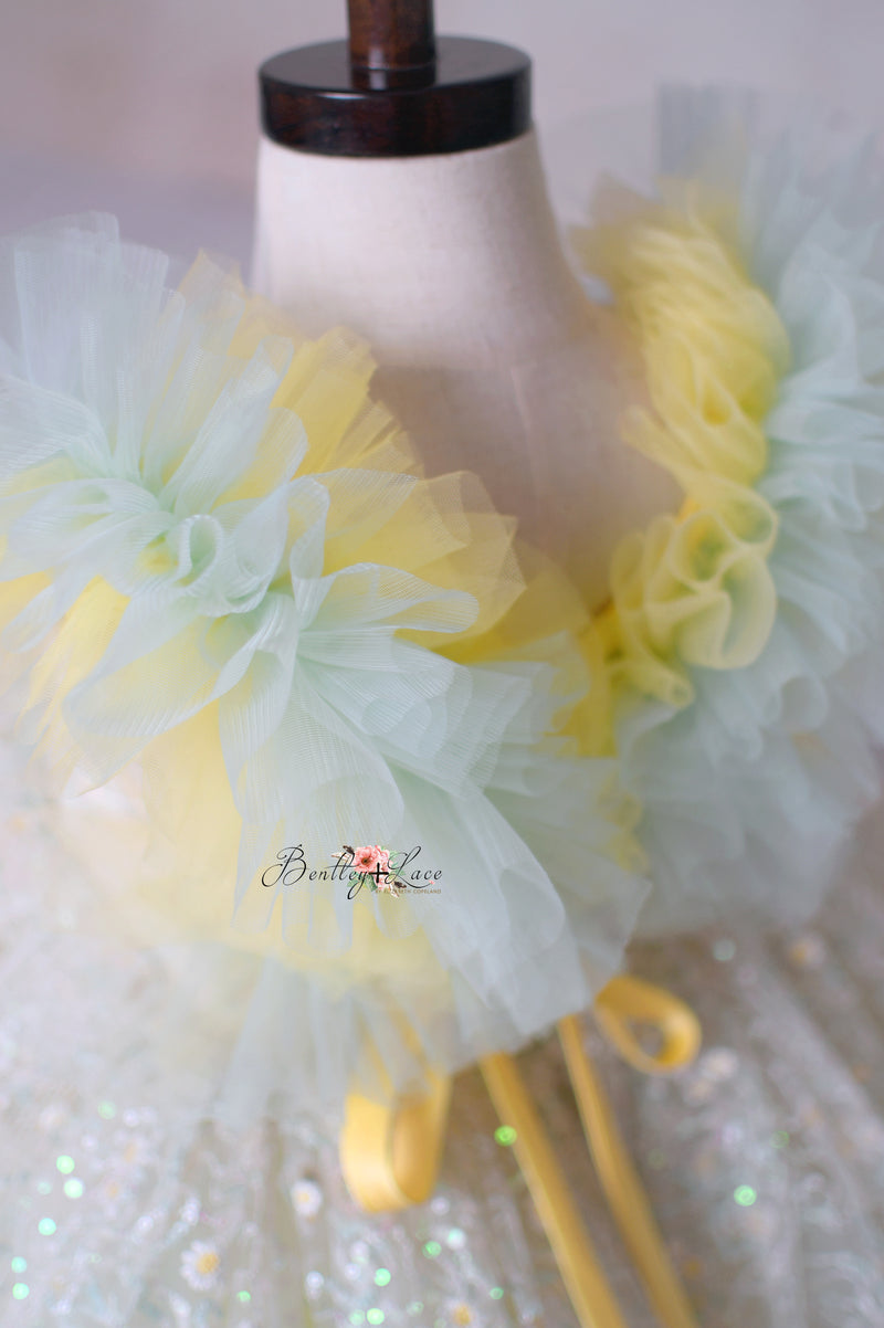 "Harmony" Daisy Floor Length Gown | Ruffled Sleeve | Custom Colors Available for Special Occasions & Photoshoots