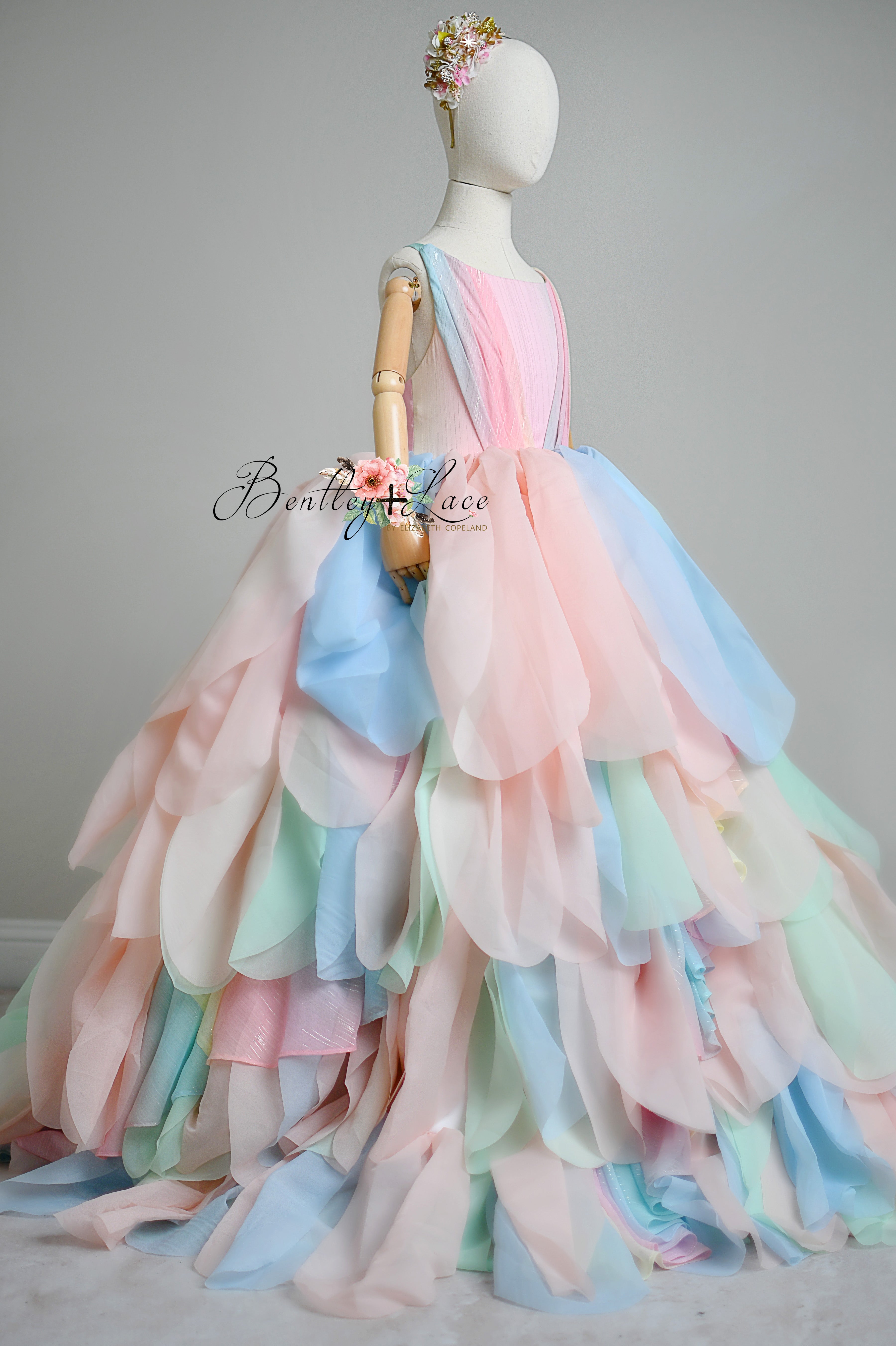 LIMITED EDITION COUTURE  GOWN "PETAL WHISPERS" PASTEL - FLOOR LENGTH DRESS  Editorial Dress, Couture Gown, Special Occasion Dress