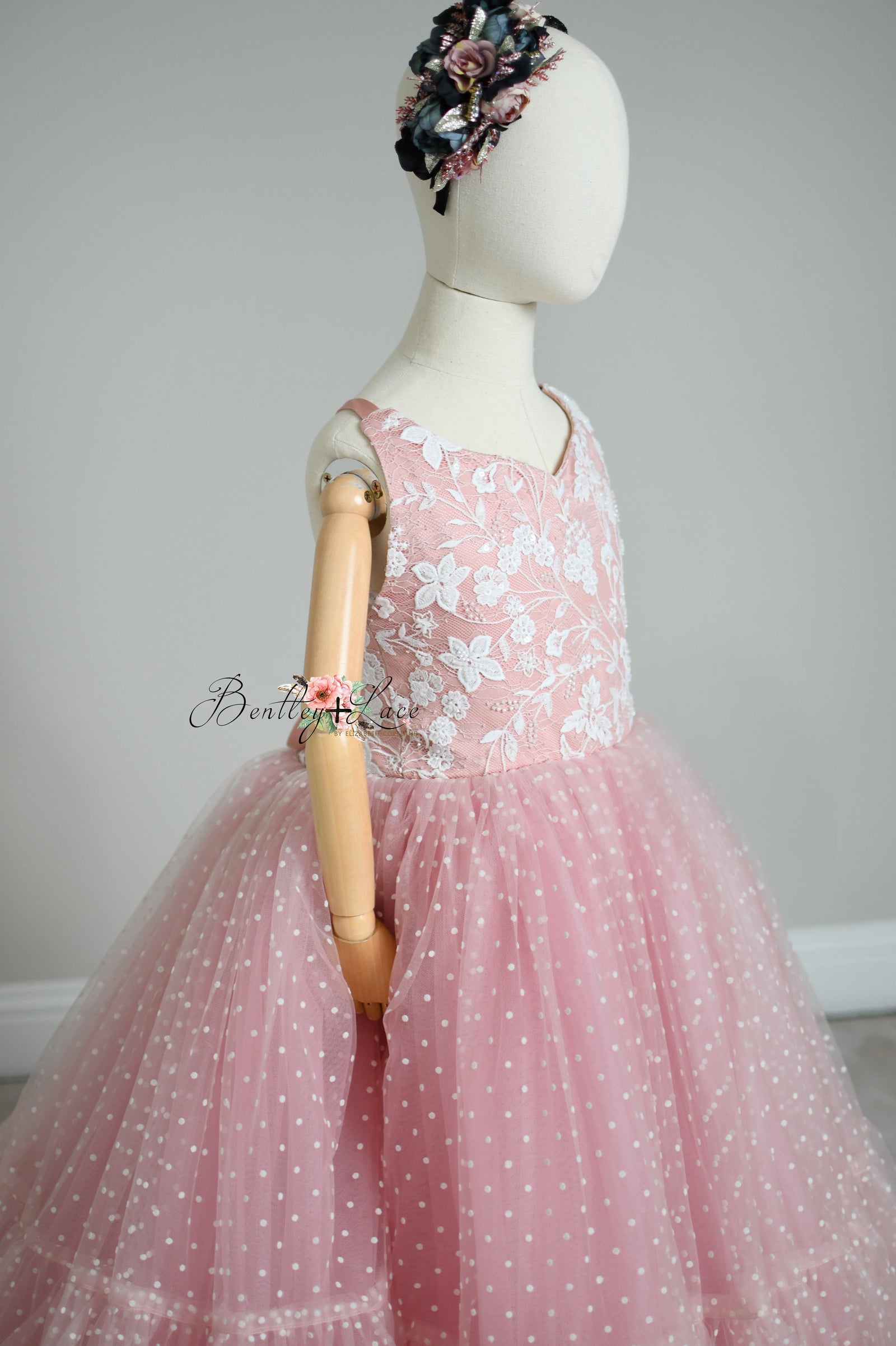 "Dentelle Rose" Floor-Length Dress | Editorial Couture Gown for Special Occasions