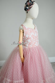 "Dentelle Rose" Floor-Length Dress | Editorial Couture Gown for Special Occasions