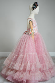 "Dentelle Rose" Floor-Length Dress | Editorial Couture Gown for Special Occasions
