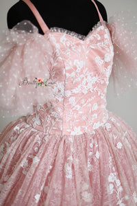 HOLD FOR JEN RETIRED RENTAL  euc "Dentelle Rose" -   Floor length + Cuffs  Teen /Adult  ( 14 Year - Petite 18+ Year)