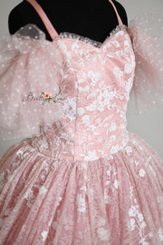 "Dentelle Rose" Floor-Length Dress | Editorial Couture Gown for Special Occasions