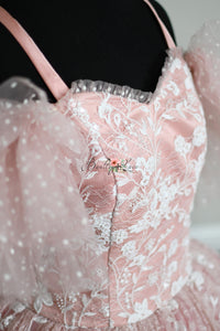 HOLD FOR JEN RETIRED RENTAL  euc "Dentelle Rose" -   Floor length + Cuffs  Teen /Adult  ( 14 Year - Petite 18+ Year)