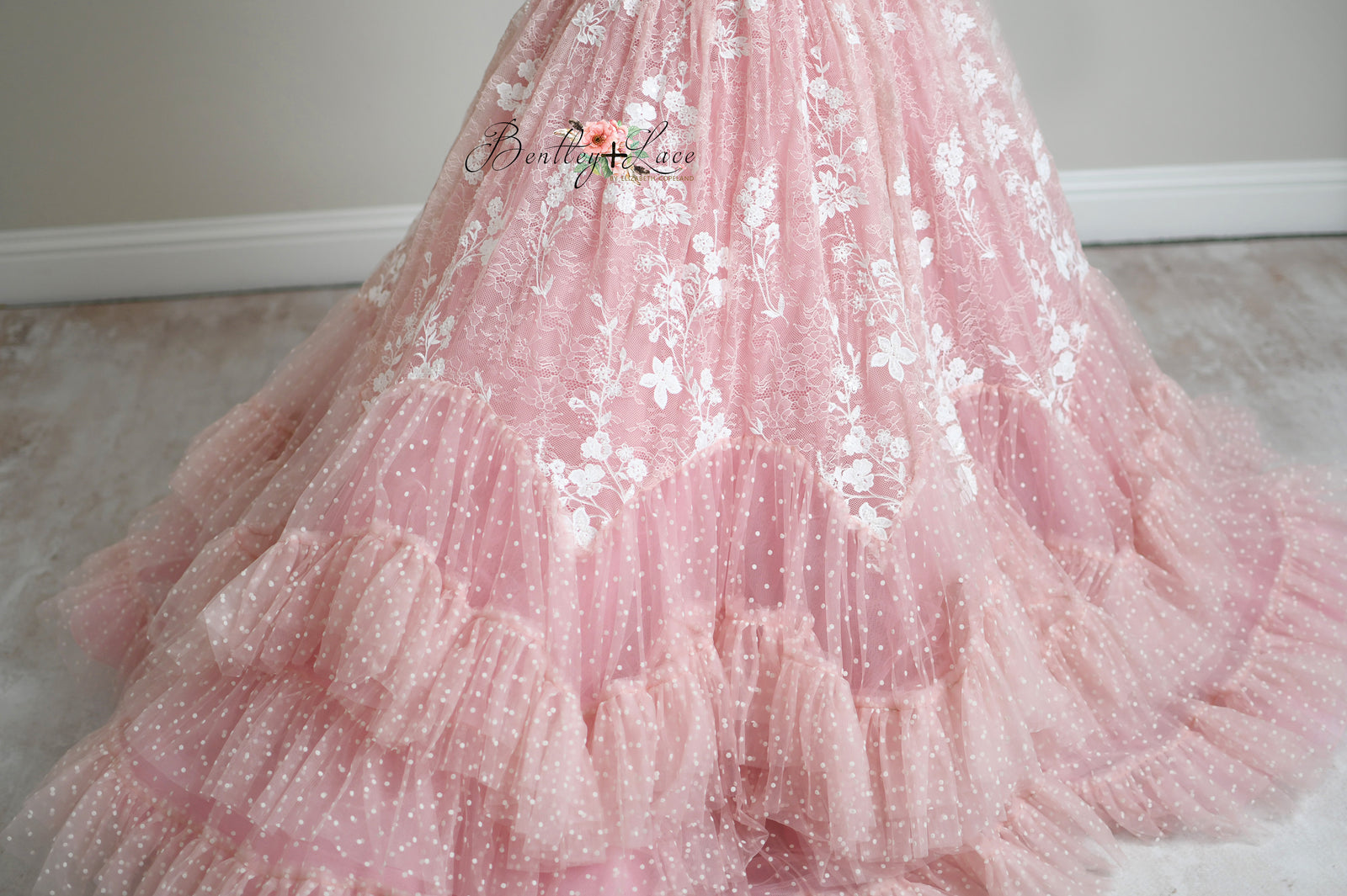"Dentelle Rose" Floor-Length Dress | Editorial Couture Gown for Special Occasions