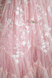 "Dentelle Rose" Floor-Length Dress | Editorial Couture Gown for Special Occasions