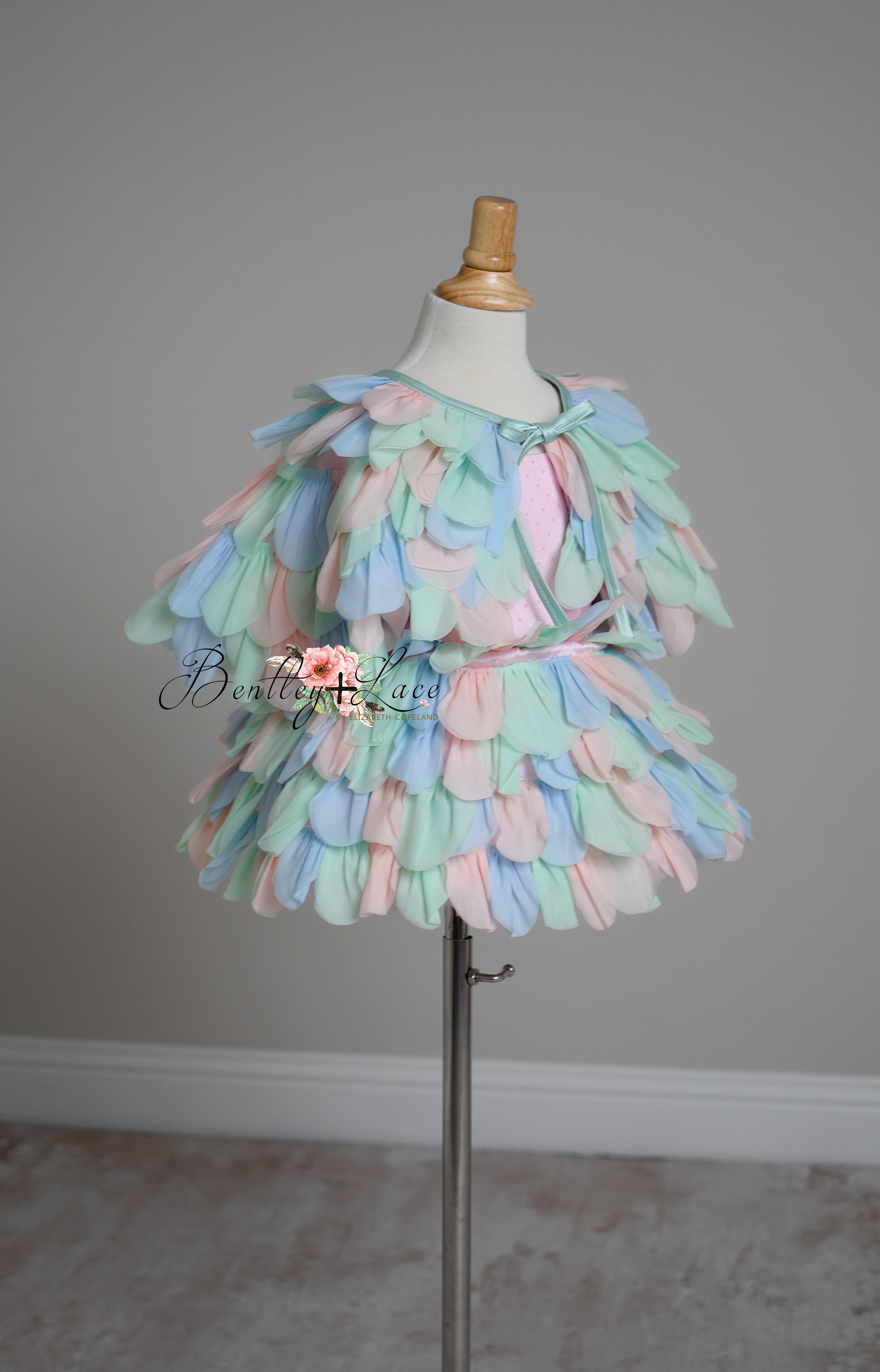 LIMITED EDITION COUTURE GOWN "PETAL WHISPERS" PASTEL - PETAL LENGTH DRESS + CAPE  Editorial Dress, Couture Gown, Special Occasion Dress