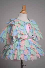 LIMITED EDITION COUTURE GOWN "PETAL WHISPERS" PASTEL - PETAL LENGTH DRESS + CAPE  Editorial Dress, Couture Gown, Special Occasion Dress