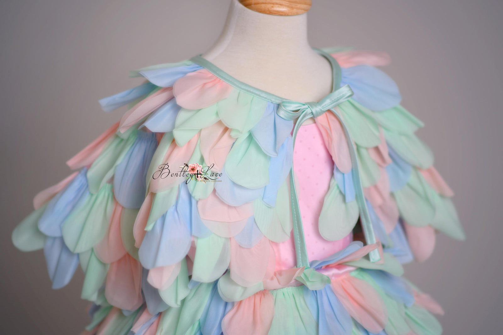 LIMITED EDITION COUTURE GOWN "PETAL WHISPERS" PASTEL - PETAL LENGTH DRESS + CAPE  Editorial Dress, Couture Gown, Special Occasion Dress