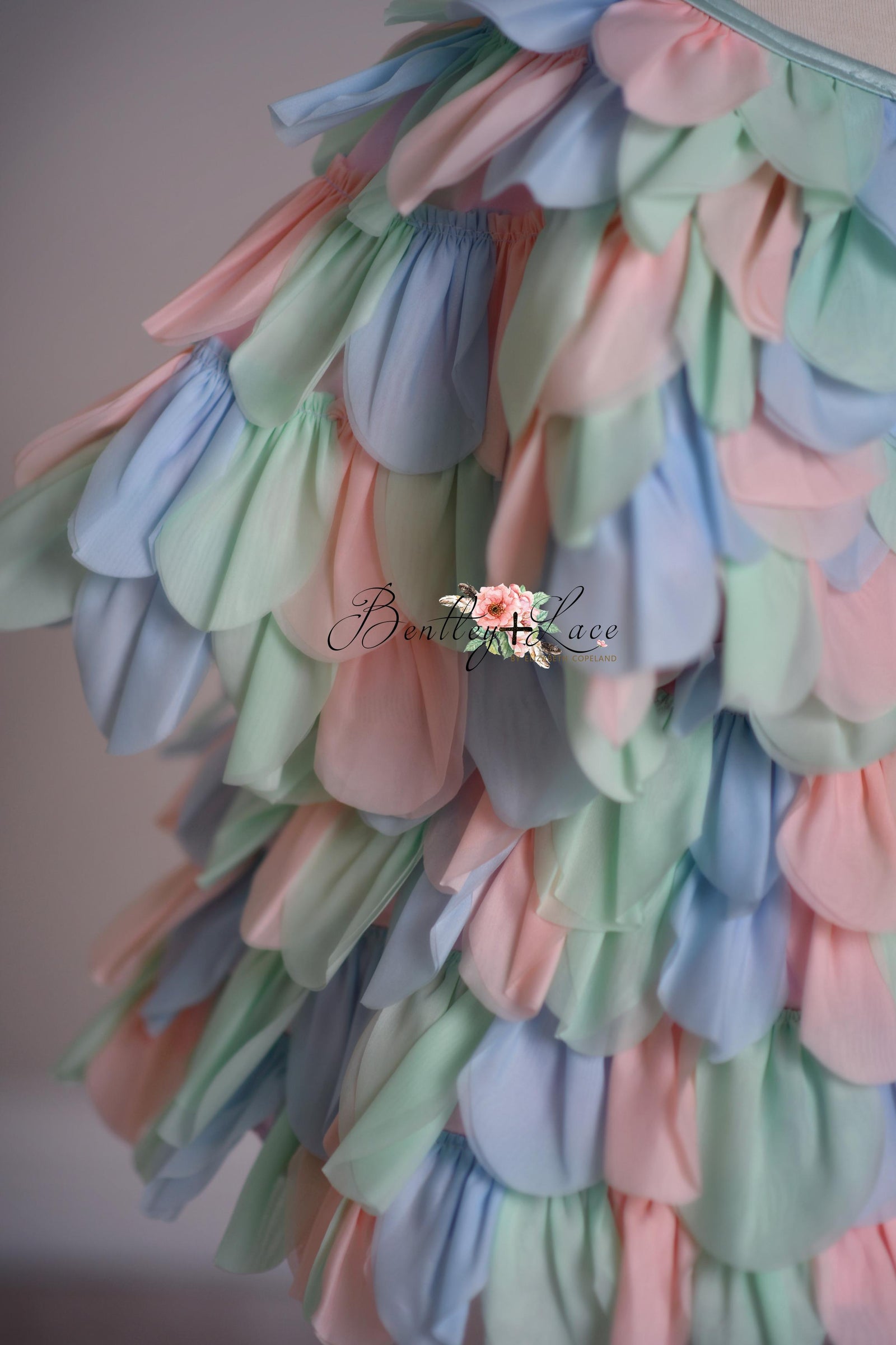 LIMITED EDITION COUTURE GOWN "PETAL WHISPERS" PASTEL - PETAL LENGTH DRESS + CAPE  Editorial Dress, Couture Gown, Special Occasion Dress