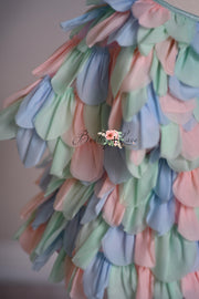 LIMITED EDITION COUTURE GOWN "PETAL WHISPERS" PASTEL - PETAL LENGTH DRESS + CAPE  Editorial Dress, Couture Gown, Special Occasion Dress