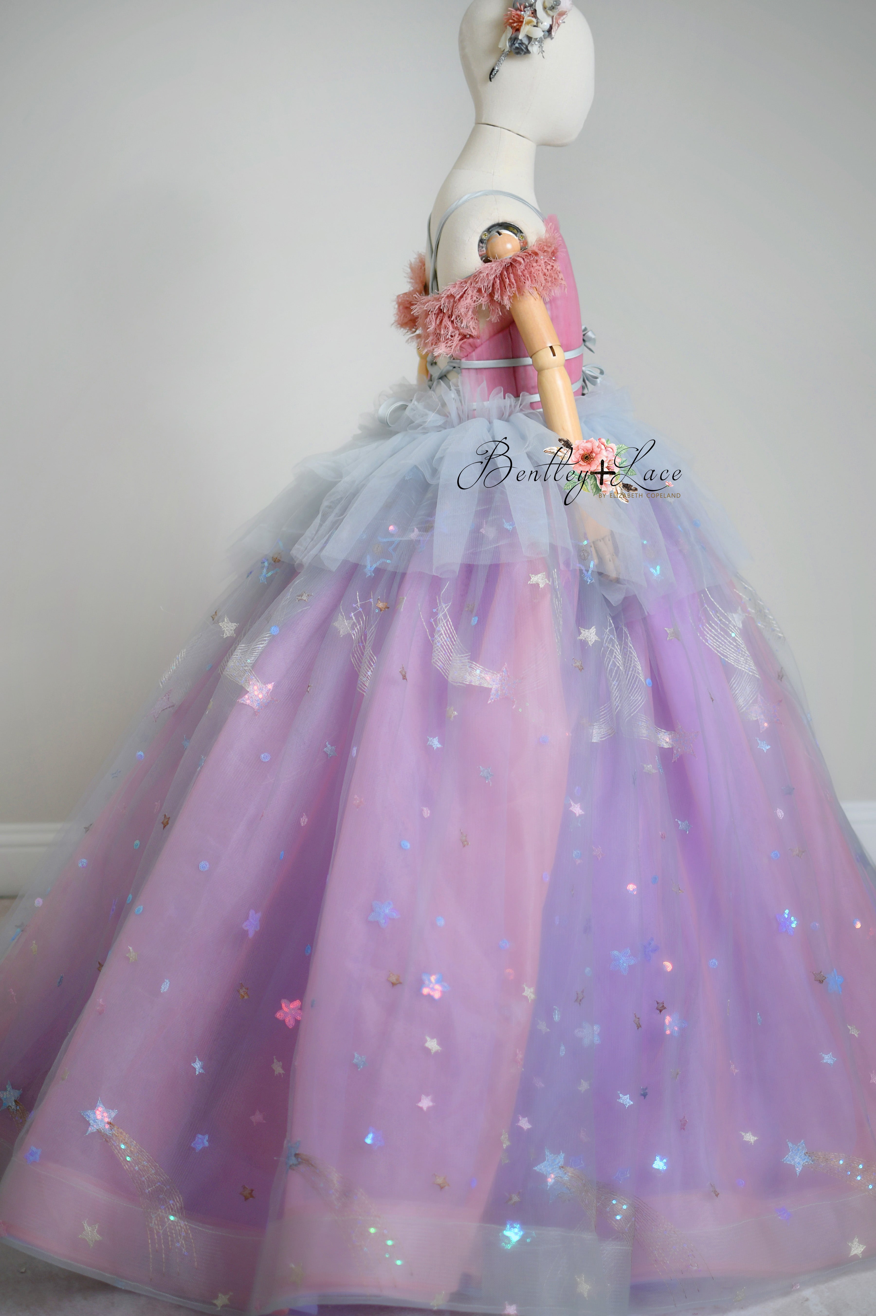 All That Shimmers  - Gray and Purple Floor long gown (7 Year-Petite 9 Year)