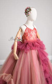 NEW Blush Blossom - Floor Long Couture Rental Gown  (6 year-Pettie 8 year)