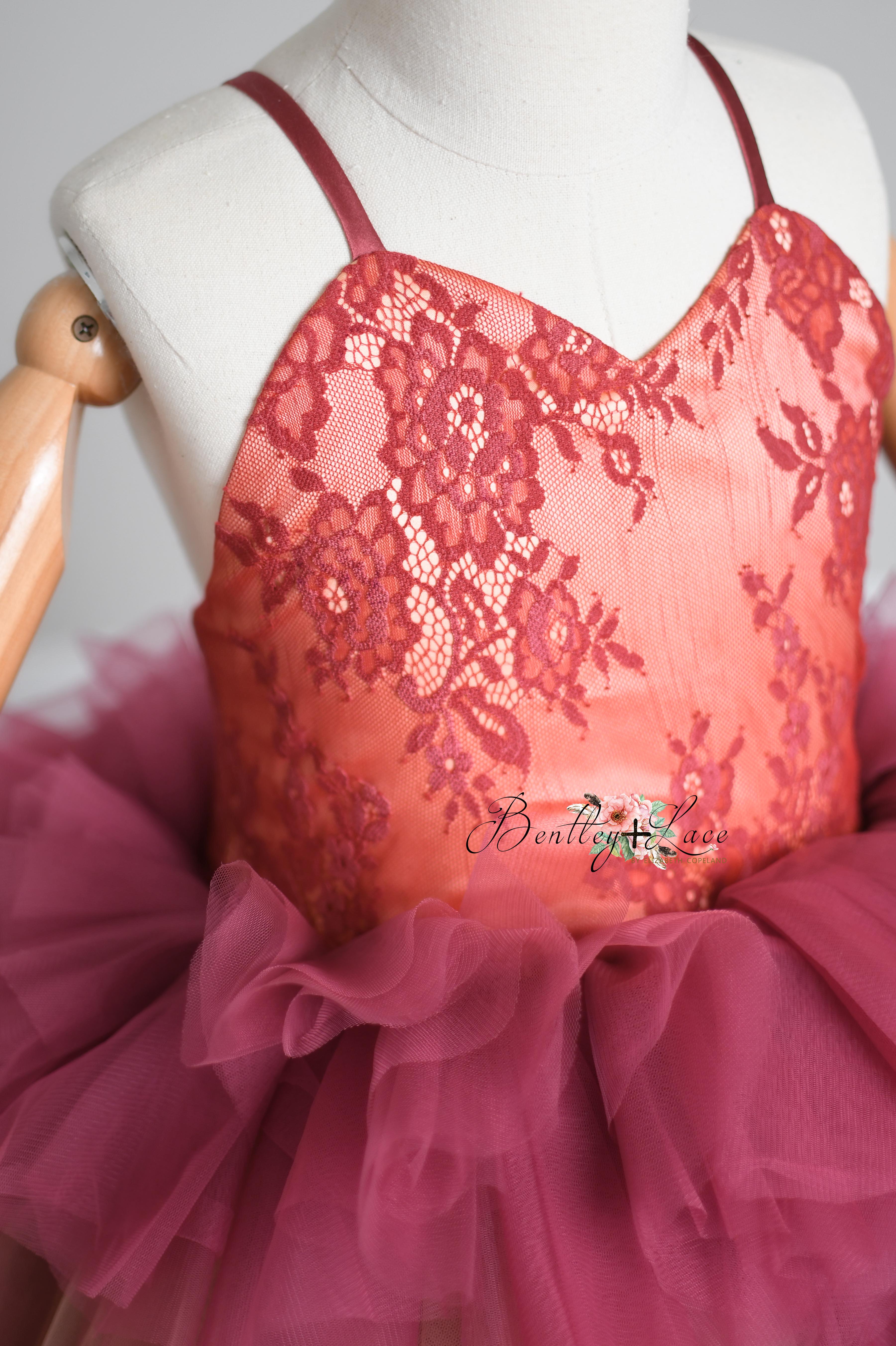 Blush Blossom - Floor Long Couture Rental Gown  (6 year-Pettie 8 year)