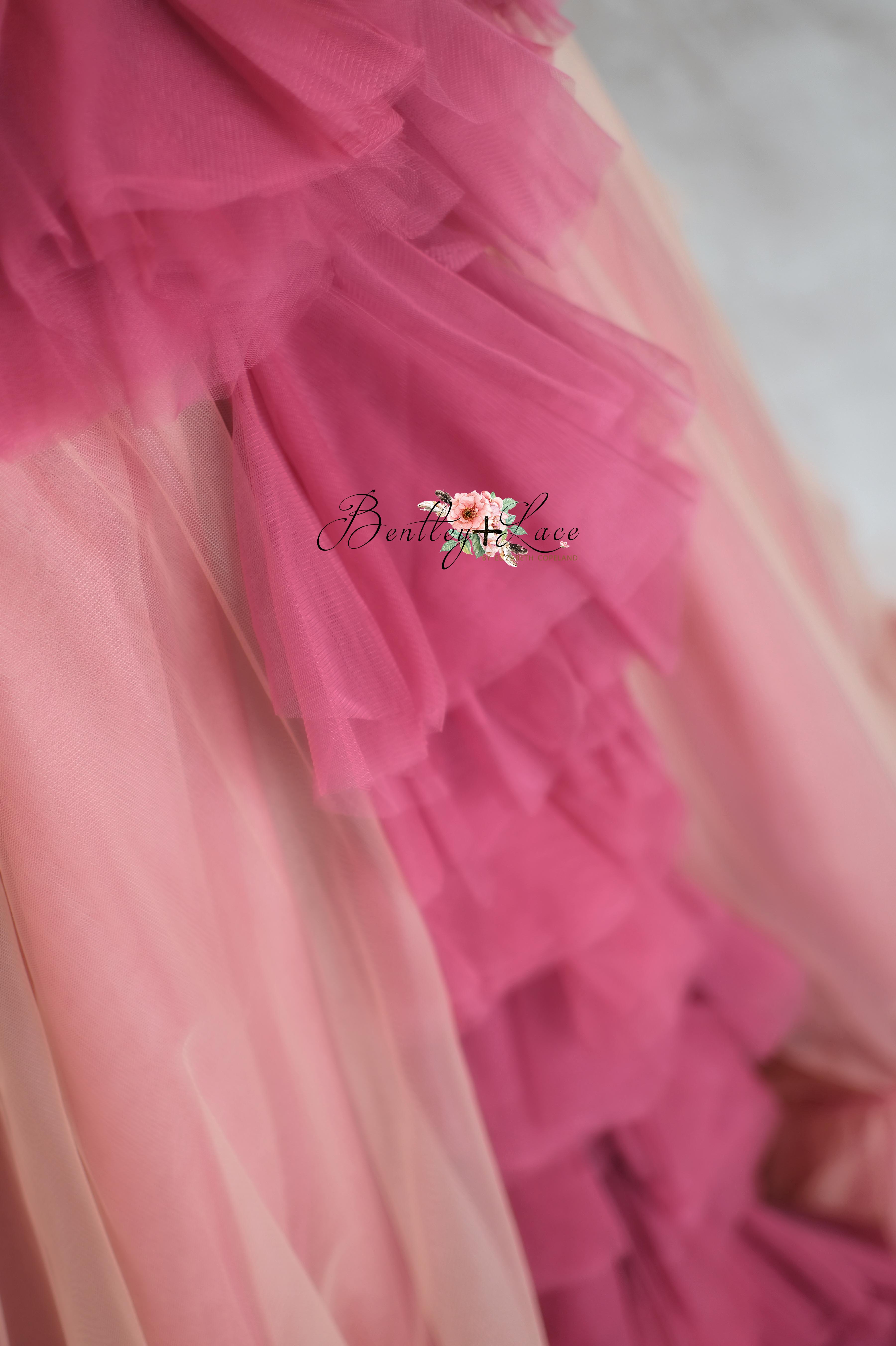 Blush Blossom - Floor Long Couture Rental Gown  (6 year-Pettie 8 year)