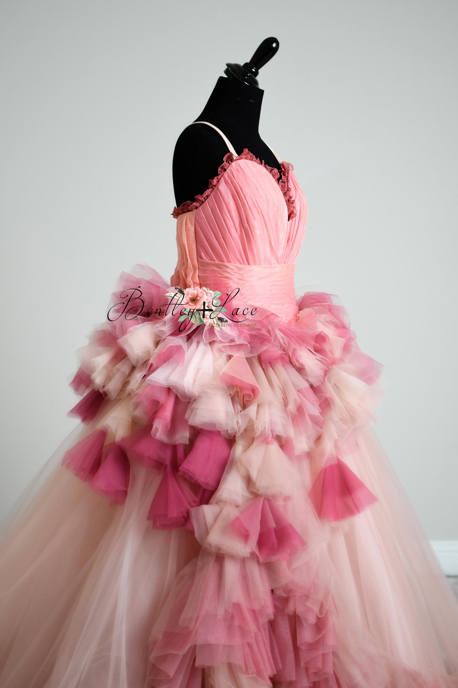 Blush Blossom Floor-Length Couture Gown | Editorial Dress for Special Occasions