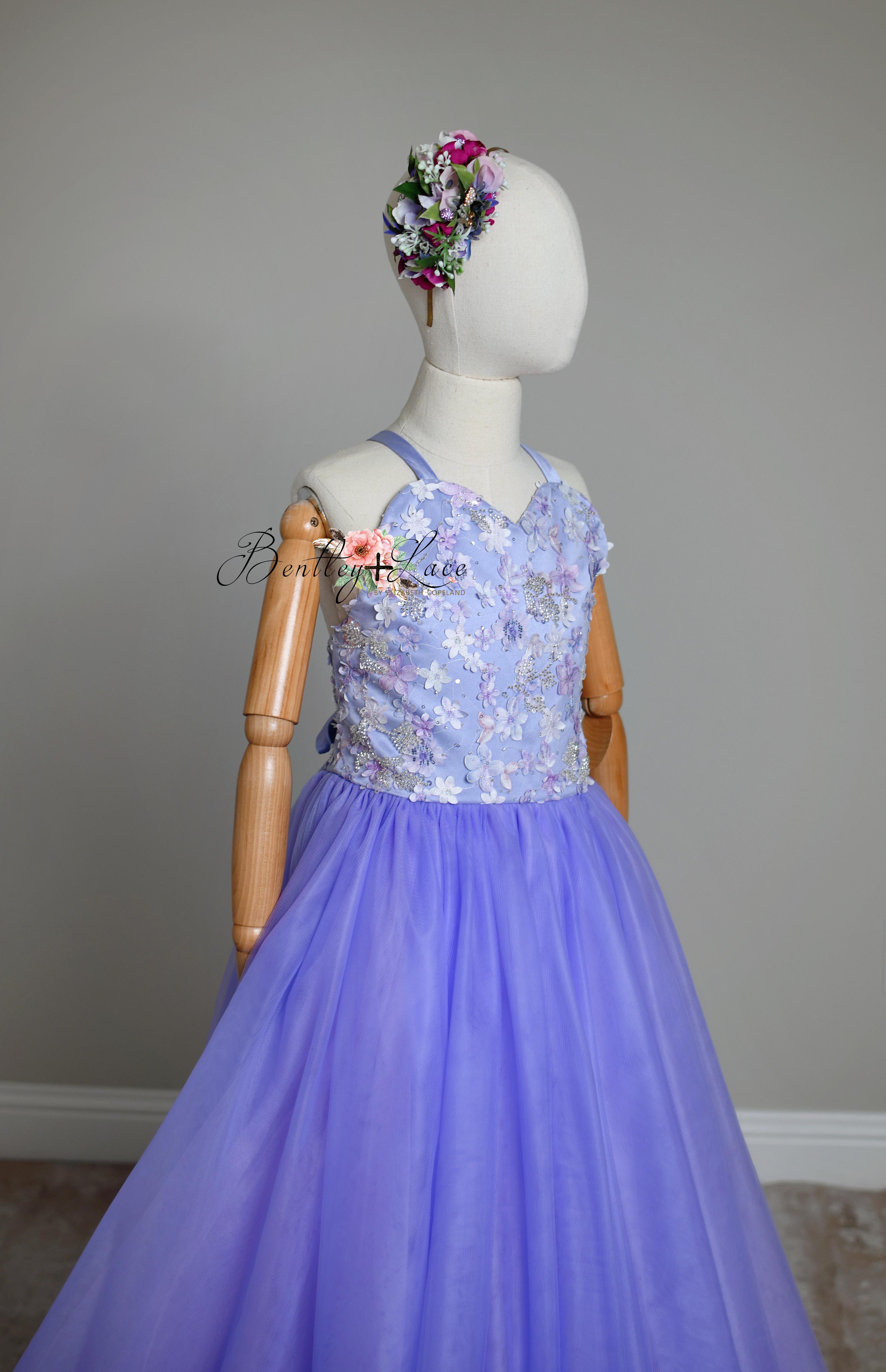 "Orchid Radiance"- Floor length gown + Cape (10 year- 13 year)