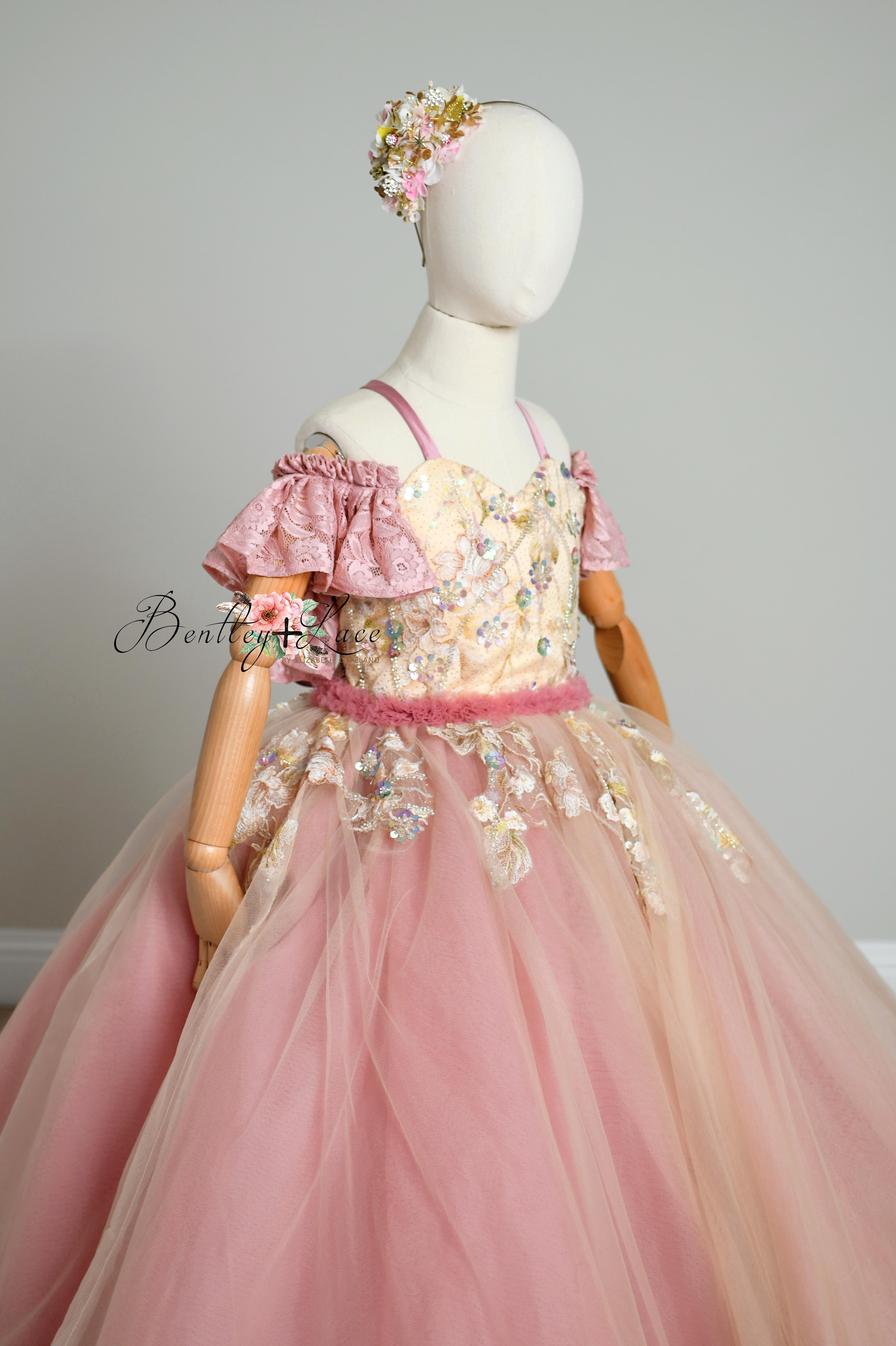 "Sunshine Serenade" Couture Floor length gown (6 Year - Petite 8 Year)